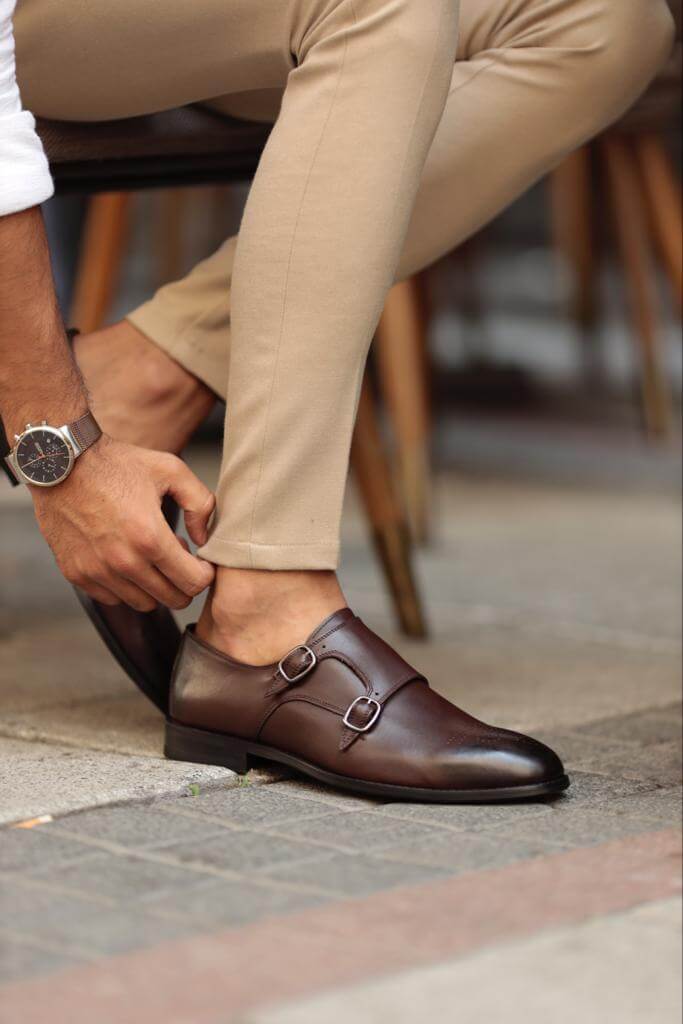 Albina Monk Strap Brown Shoe - Image 3