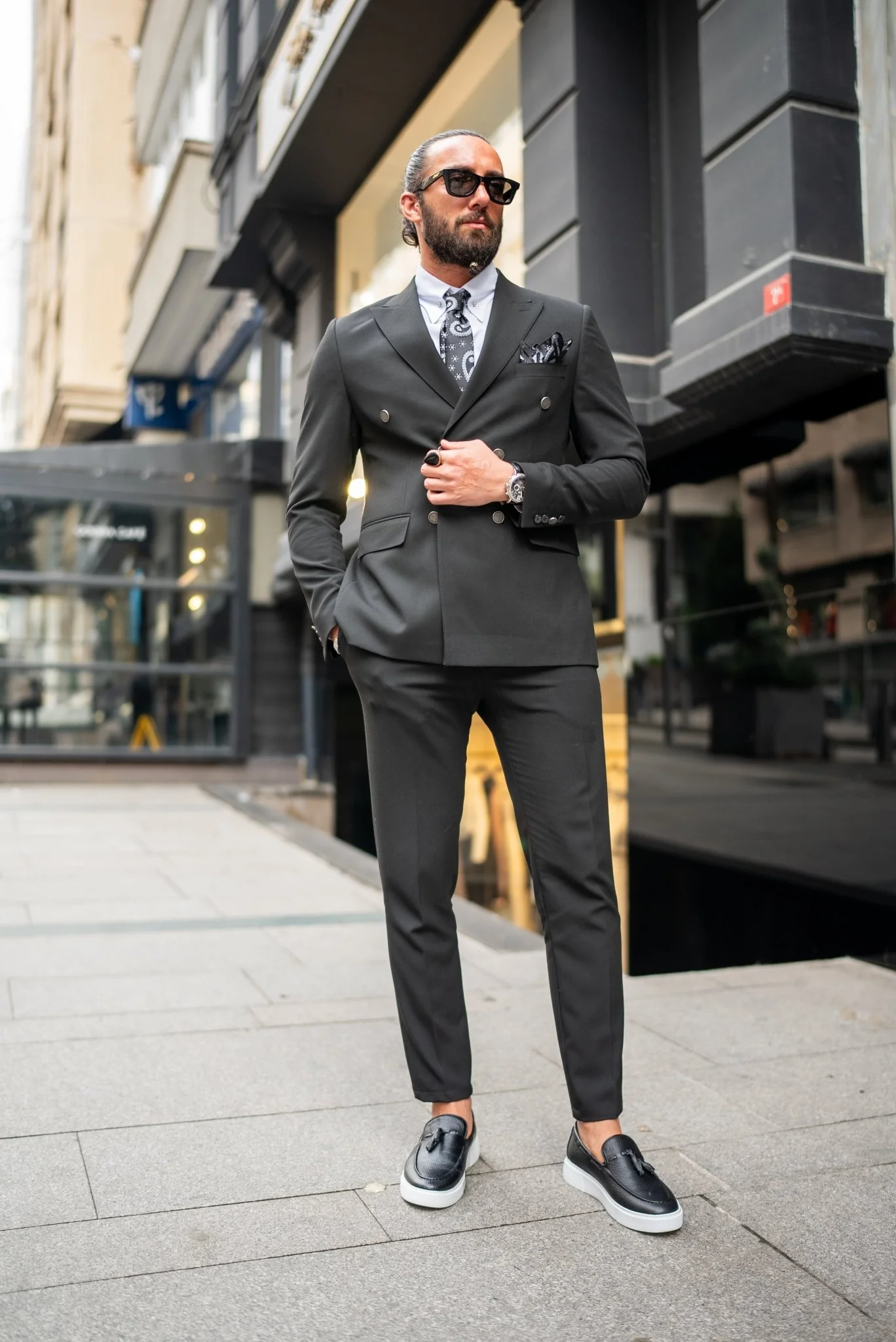 Amar Double Breasted Black Suit - Image 3