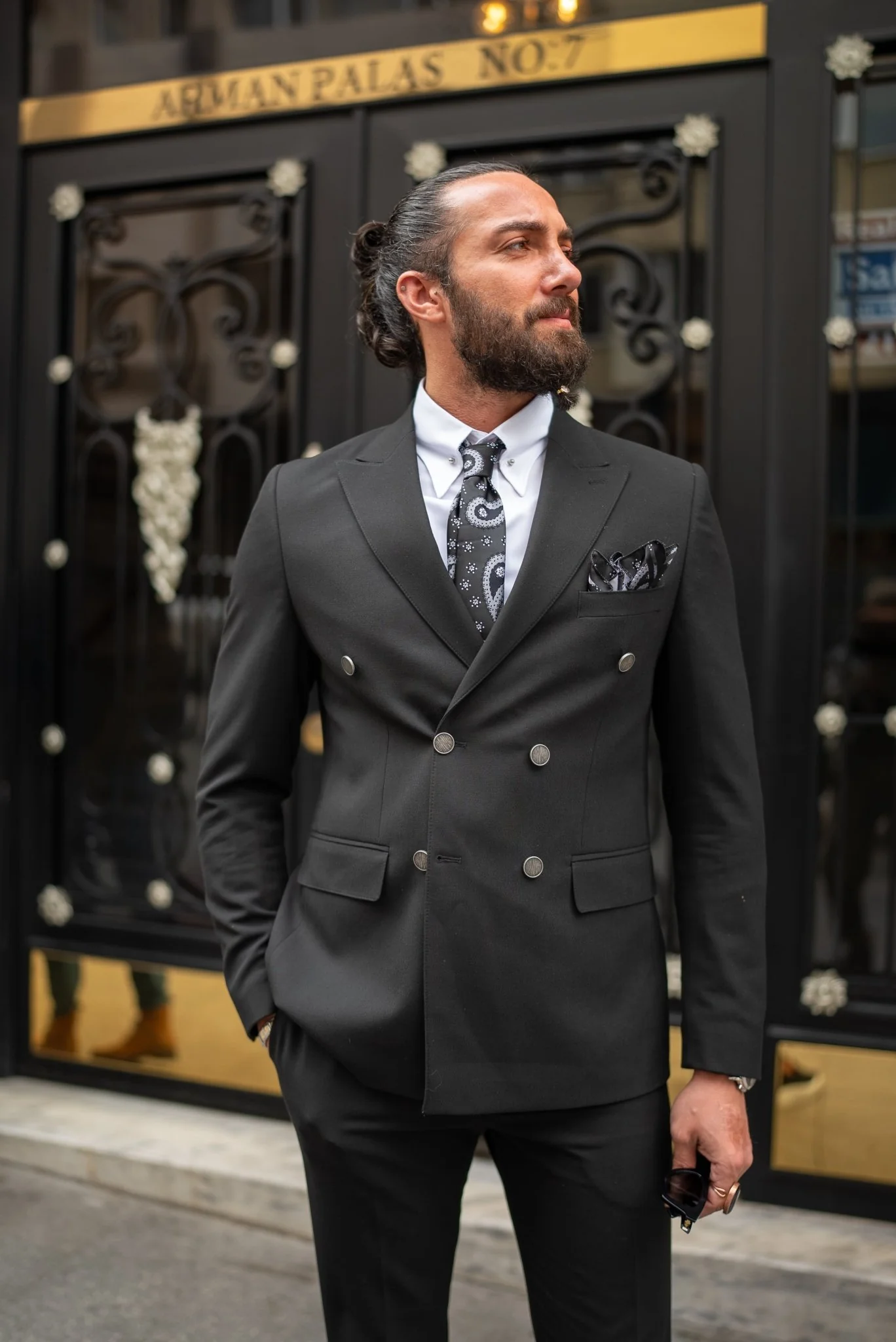 Amar Double Breasted Black Suit - Image 4