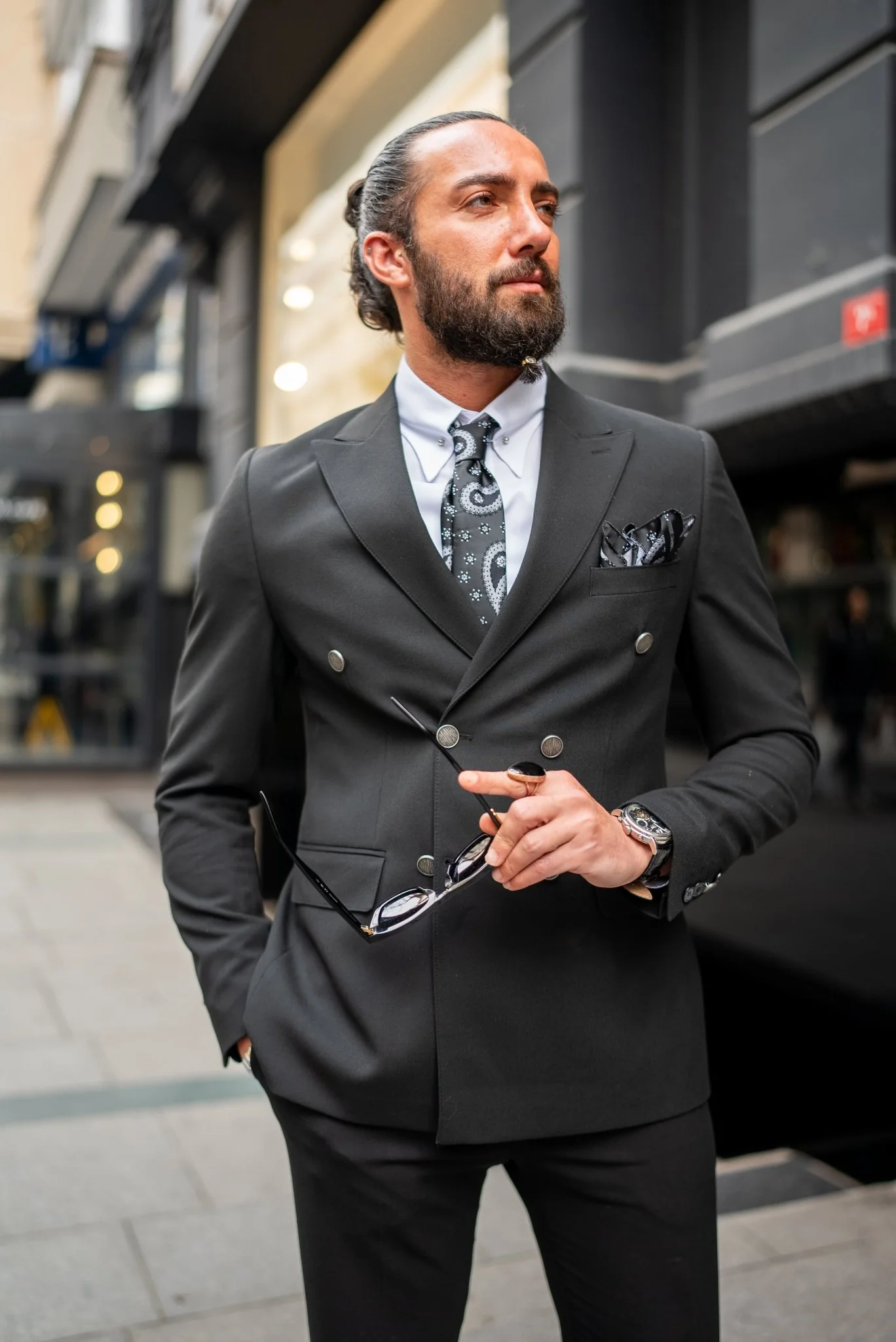 Amar Double Breasted Black Suit - Image 5