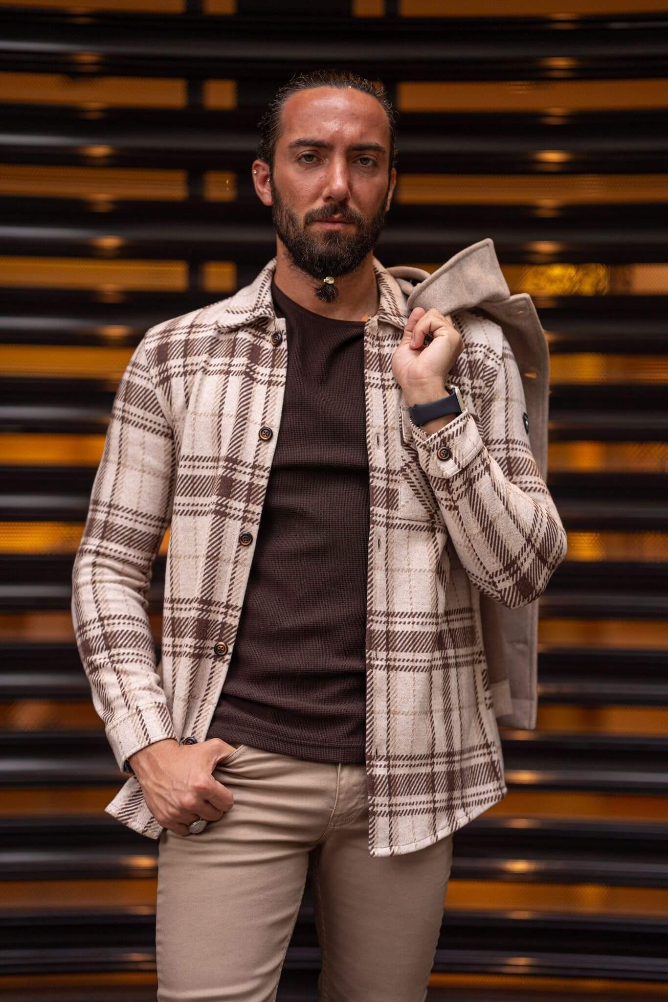 Beıge-Brown Lumberjack Shirt - Image 3
