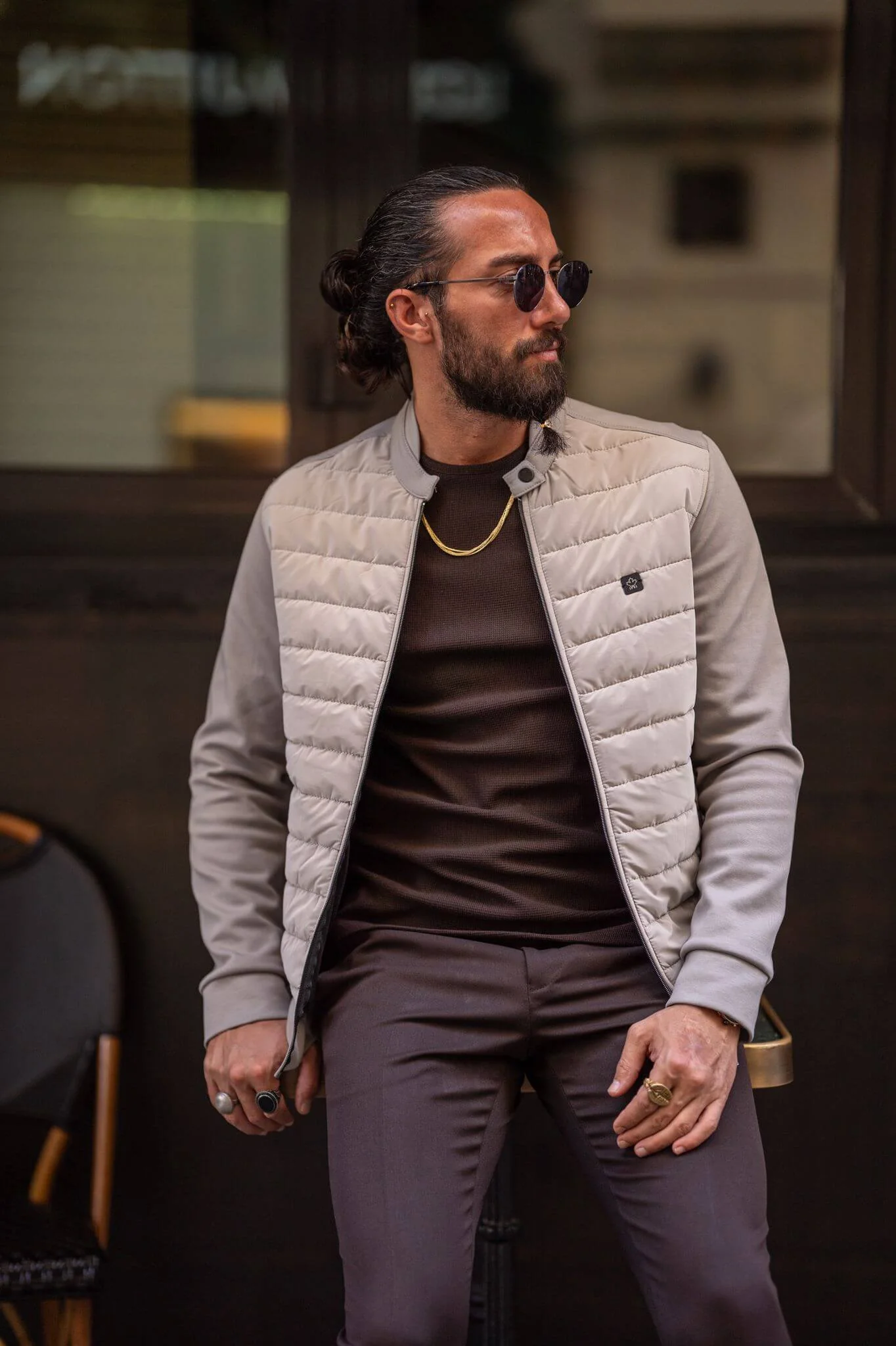 Beige Quilted Jacket - Image 3