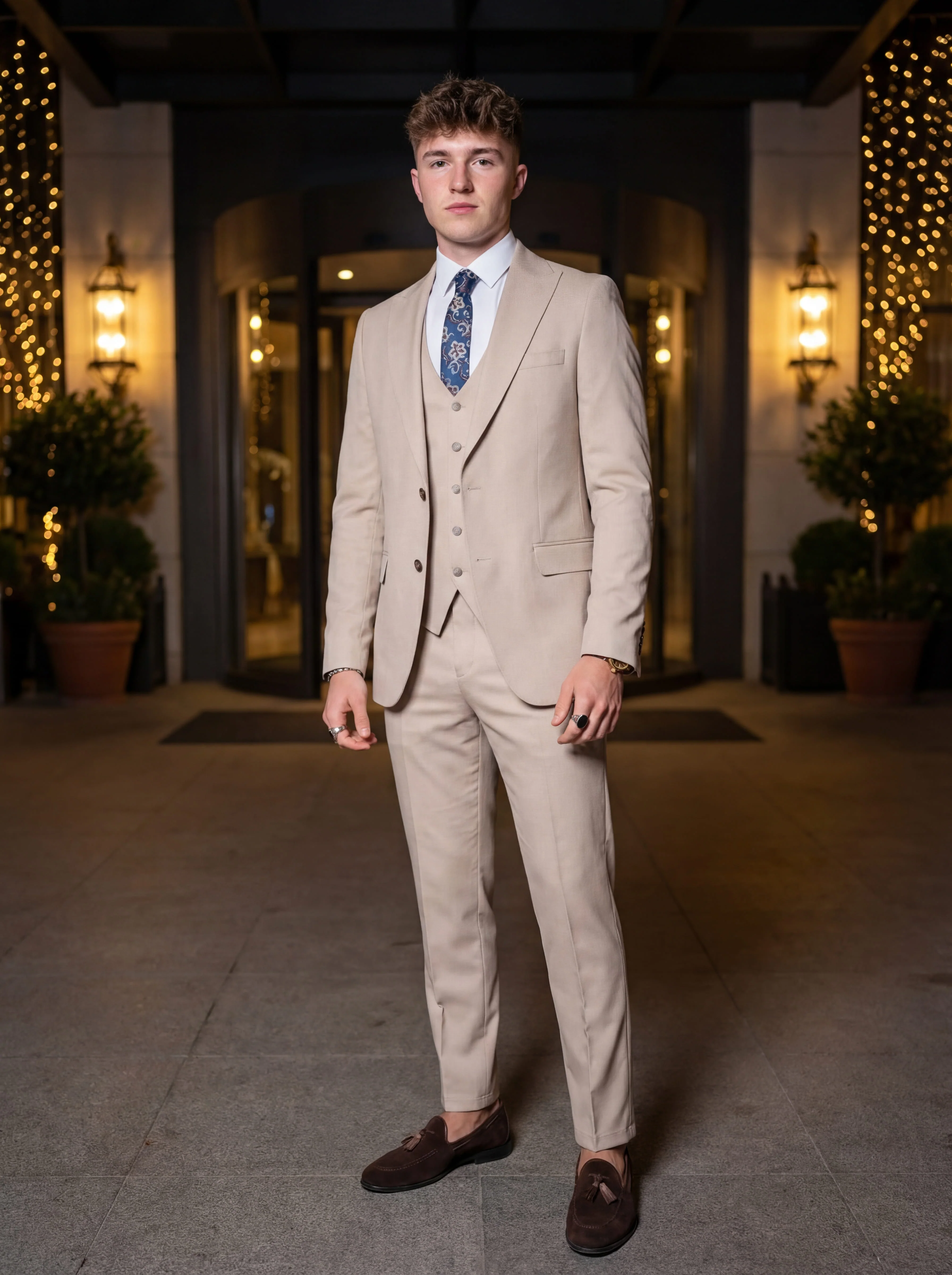 Beige Slim Fit 3-Piece Prom Suit — Match the Dress Edition - Image 5