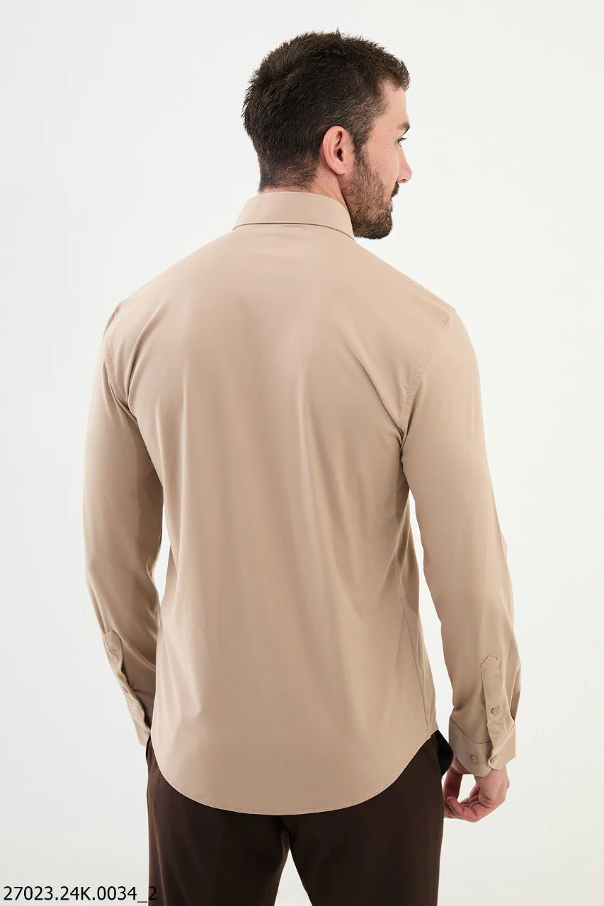 Beige Slim-Fit Shirt. - Image 3