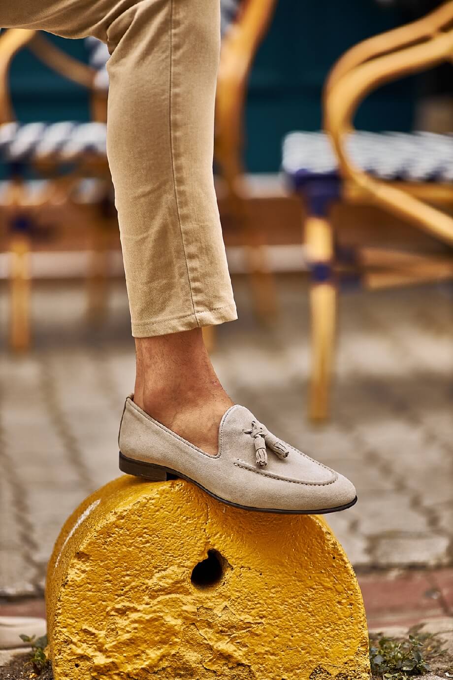 Suede Beige Tassel Loafers - Image 5