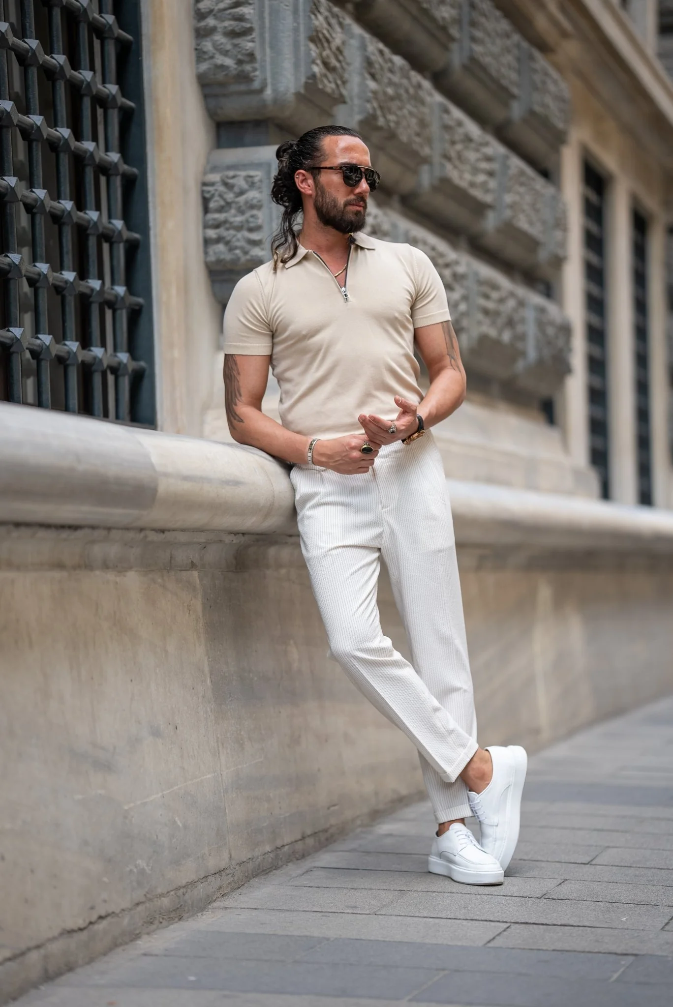 Beige Zipper Collar KnitWear - Image 5