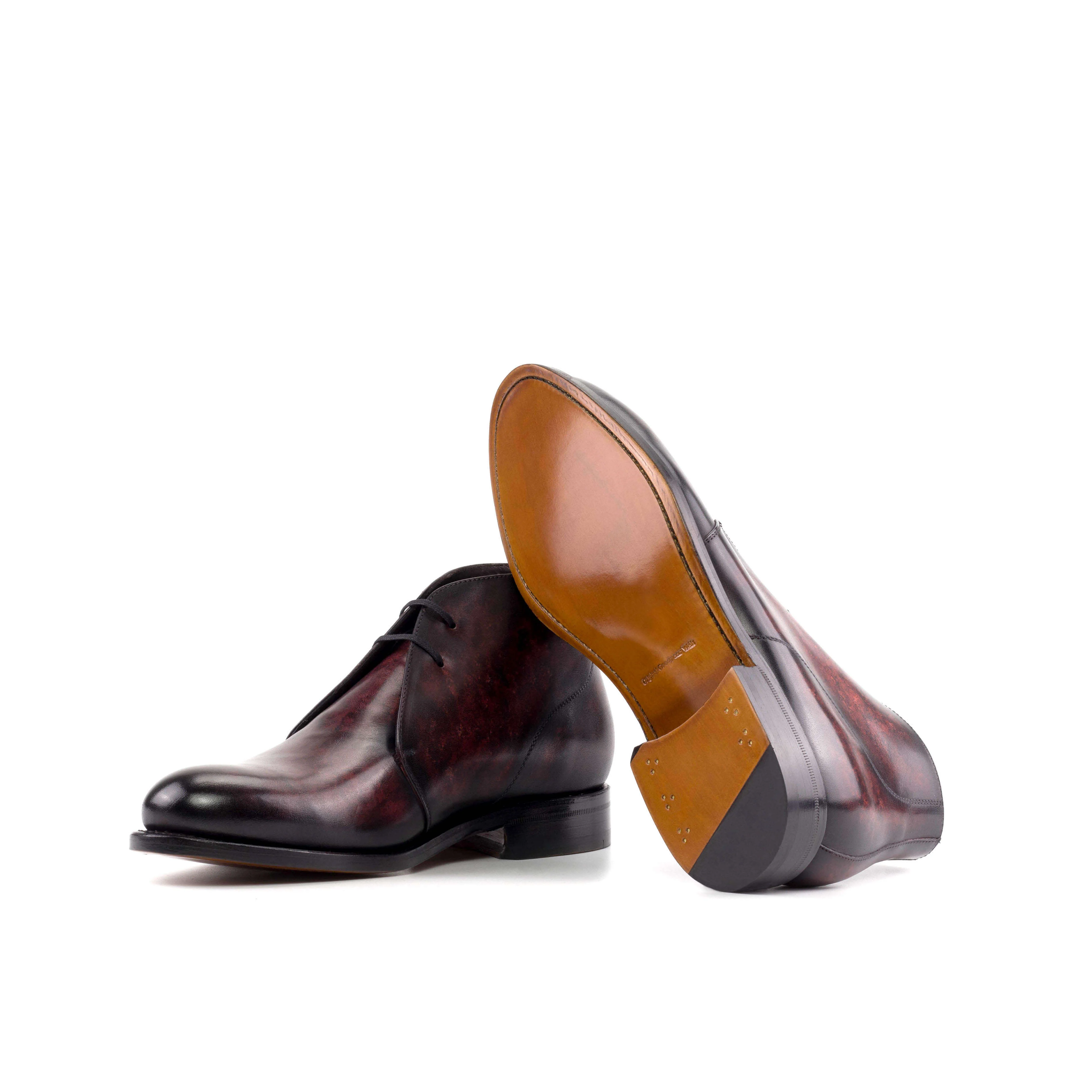 Bespoke Burgundy Patina Leather Chukka Boots. - Image 4