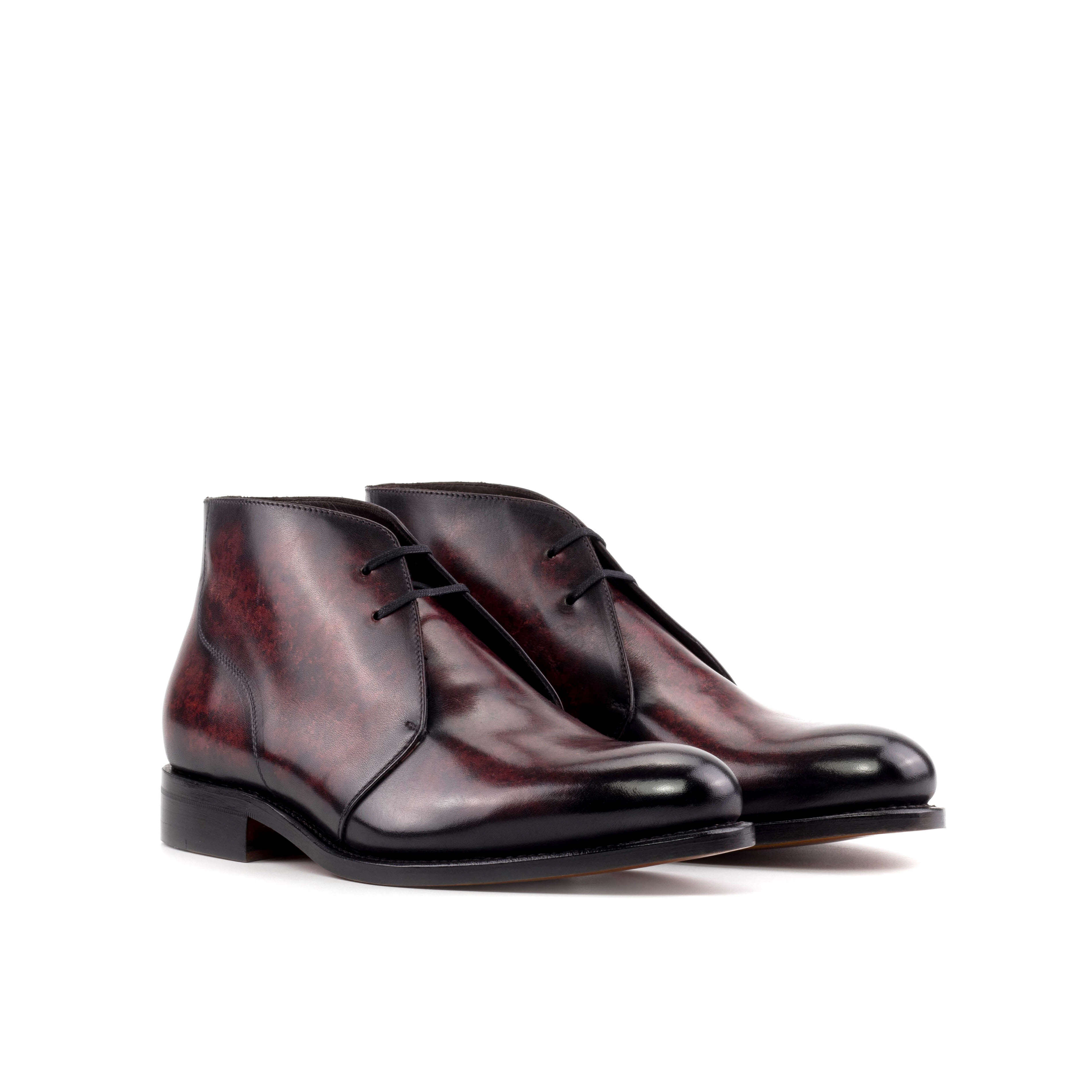 Bespoke Burgundy Patina Leather Chukka Boots. - Image 5