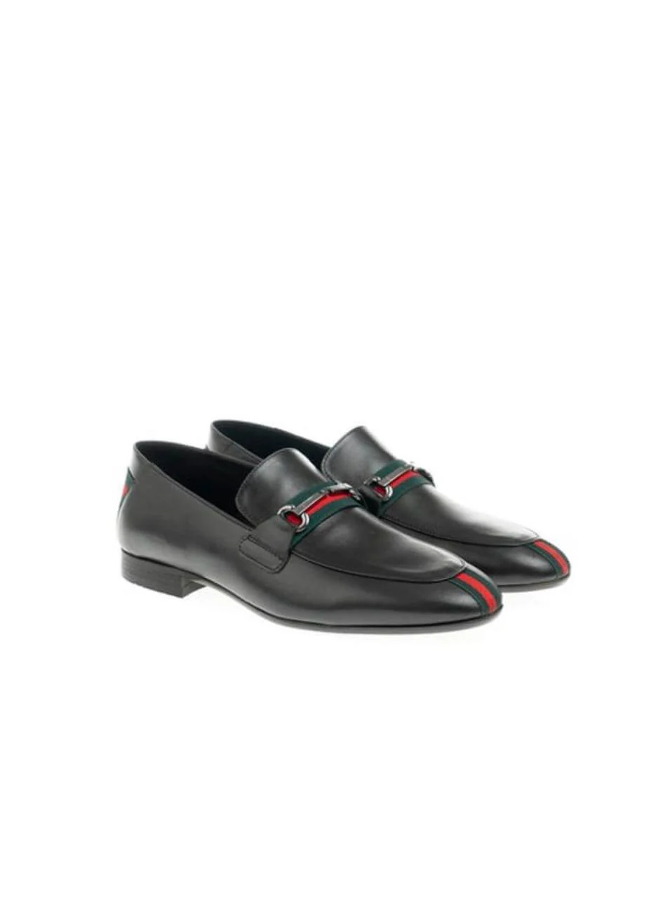 HolloMen Black Luxe Horsebit Leather Loafers.