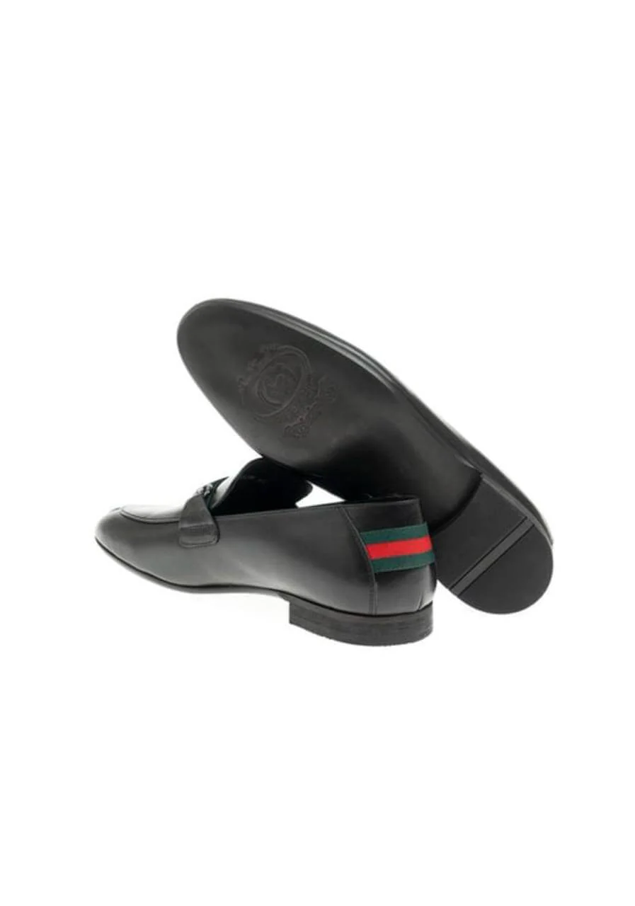 HolloMen Black Luxe Horsebit Leather Loafers. - Image 3