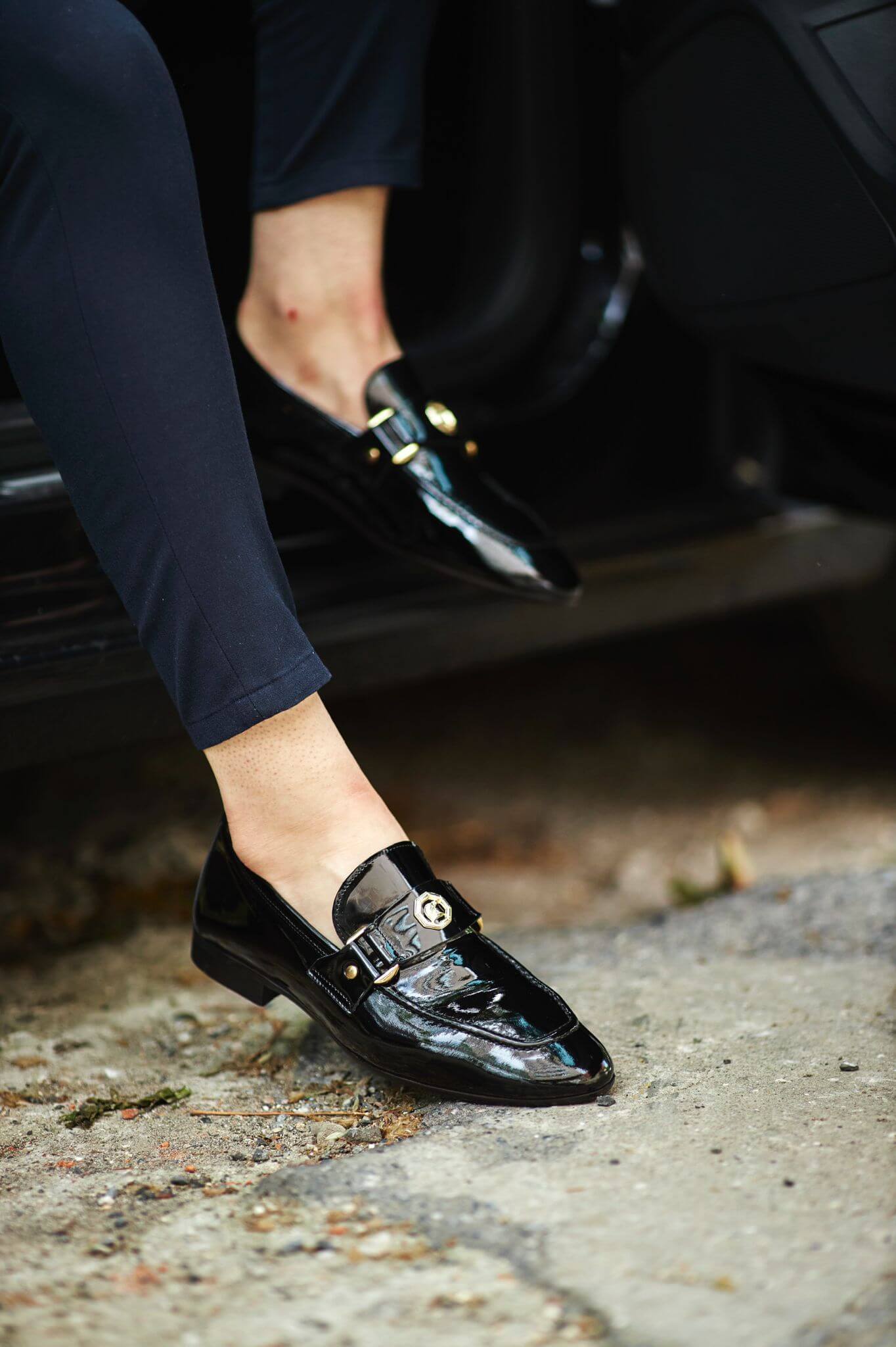 Windsor Black Patent Hazel Leather Loafers. - Image 2