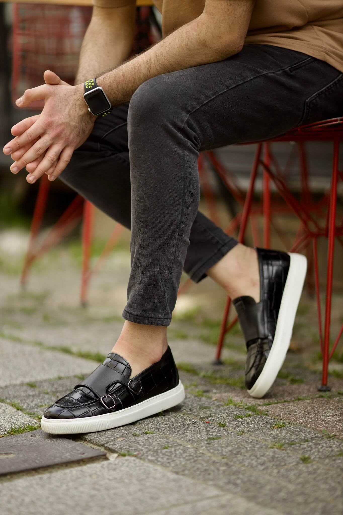 Berlin Black Croc Monk Strap Loafers. - Image 2