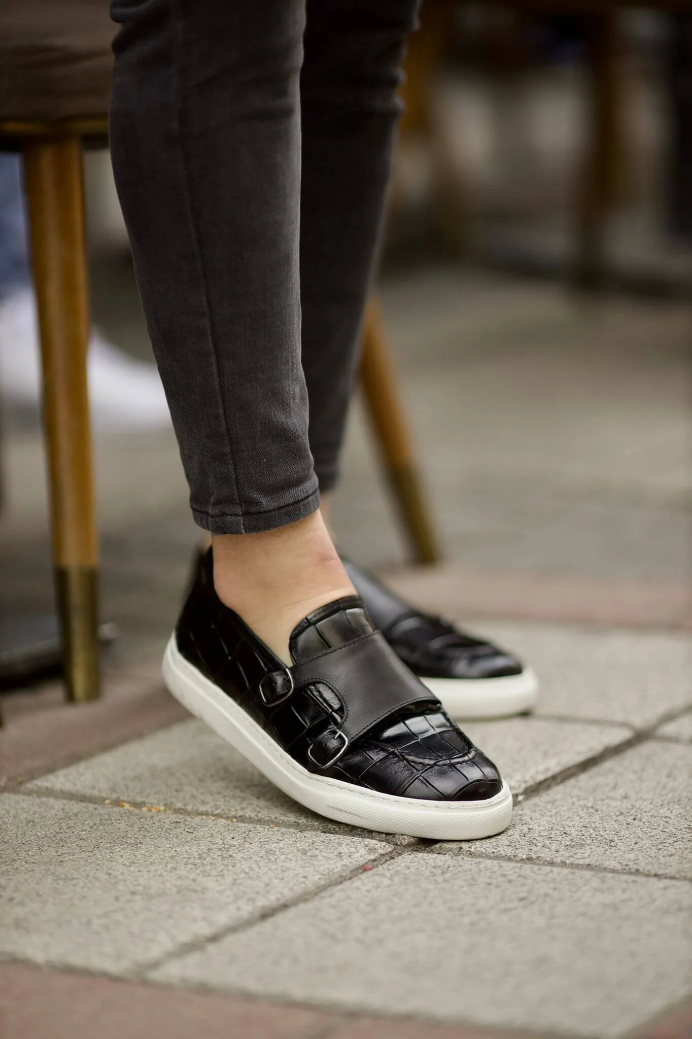 Berlin Black Croc Monk Strap Loafers. - Image 4