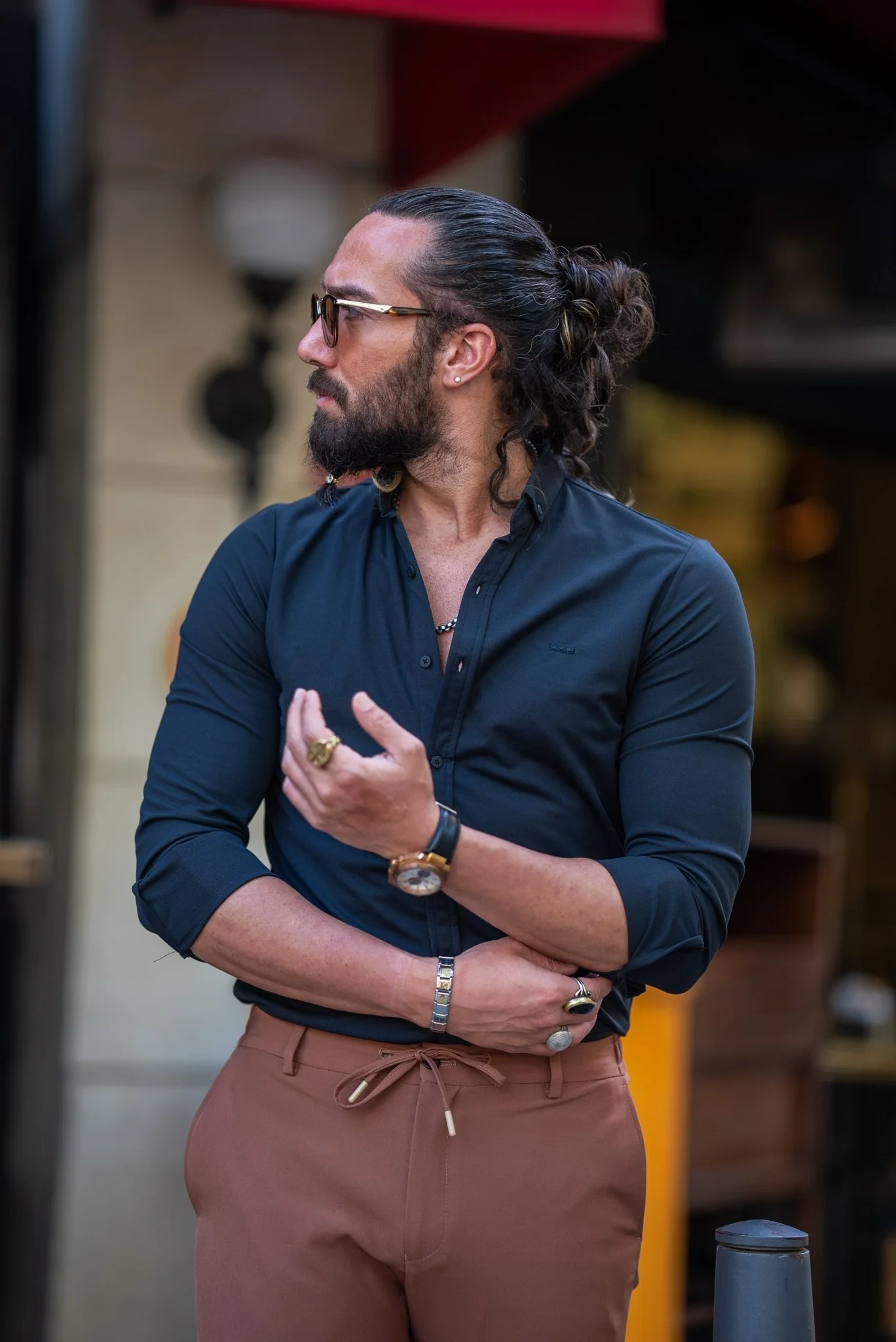 Men's Black Satin Lycra Shirt - Image 6