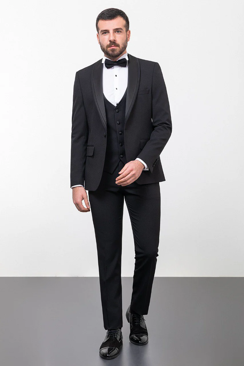 Formal Outfit Men's Black Shawl Tuxedo. - Image 3