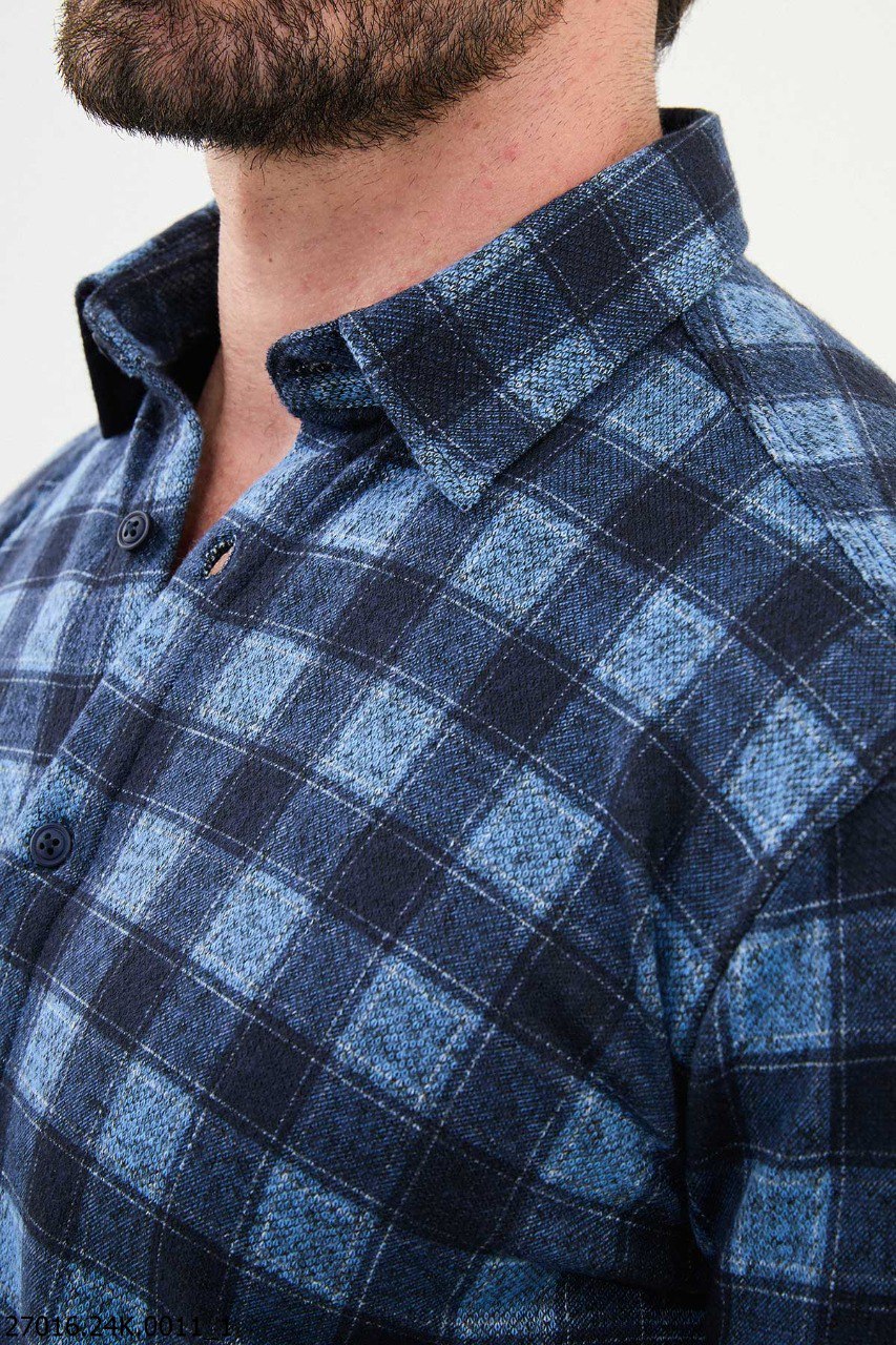 Blue Checkered Long-Sleeve Shirt - Image 2