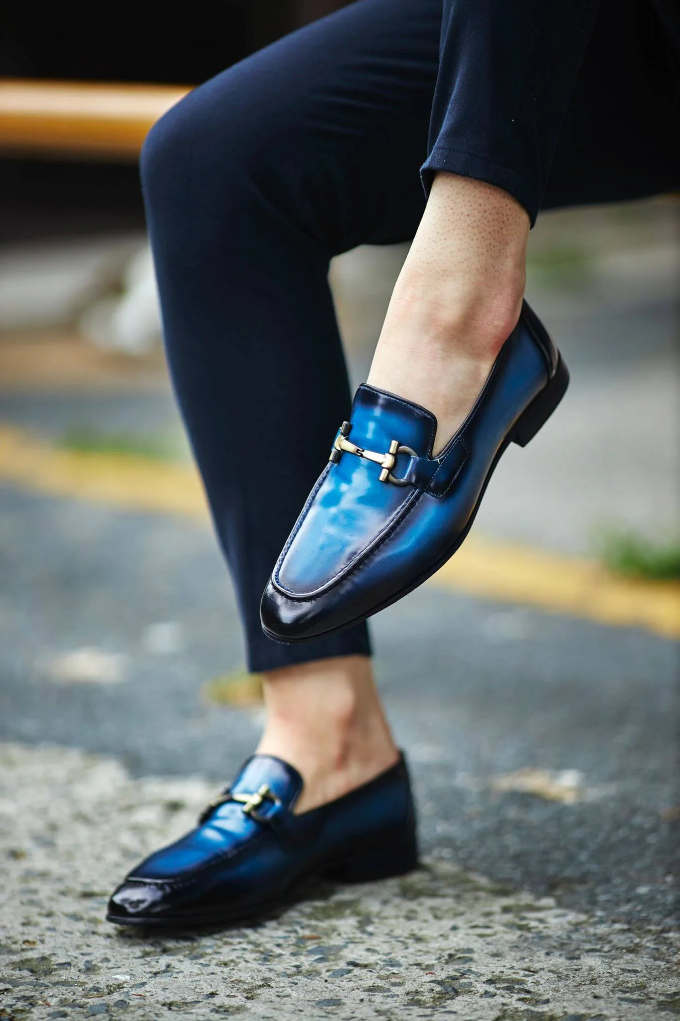 Lisbon Blue Gradient Leather Hazel Loafers. - Image 2