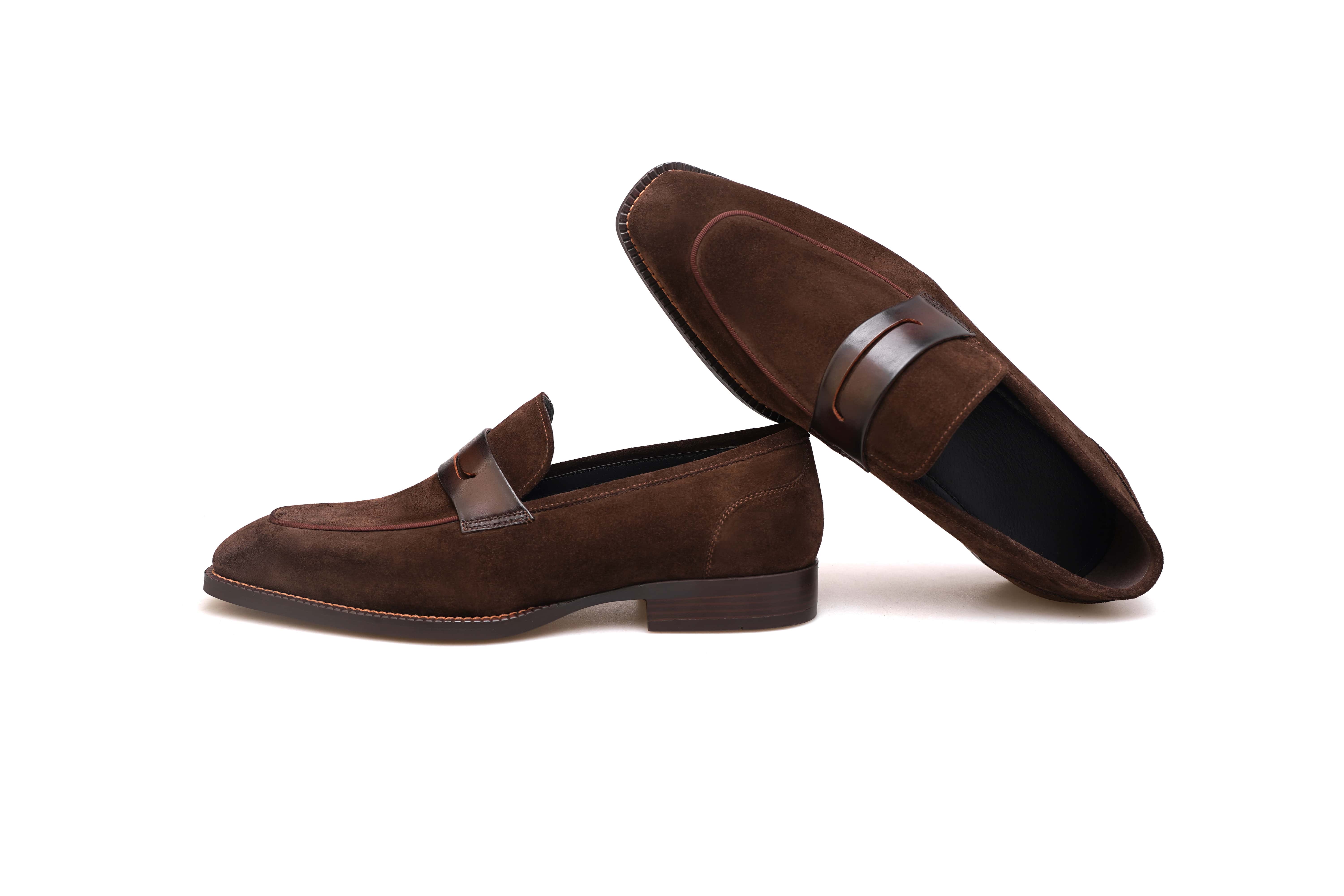 Brown Suede Penny Loafers - Image 4