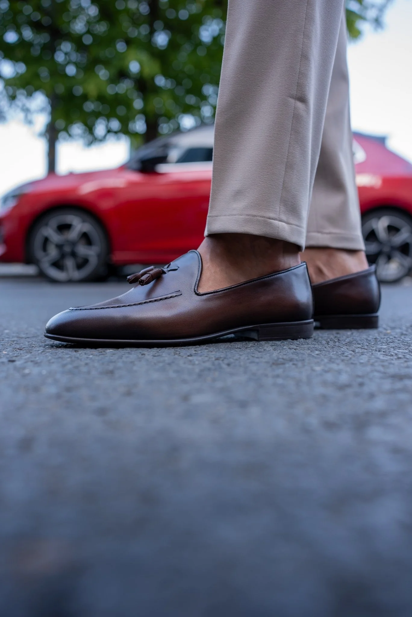 Chestnut Brown Tassel Loafers - Image 3