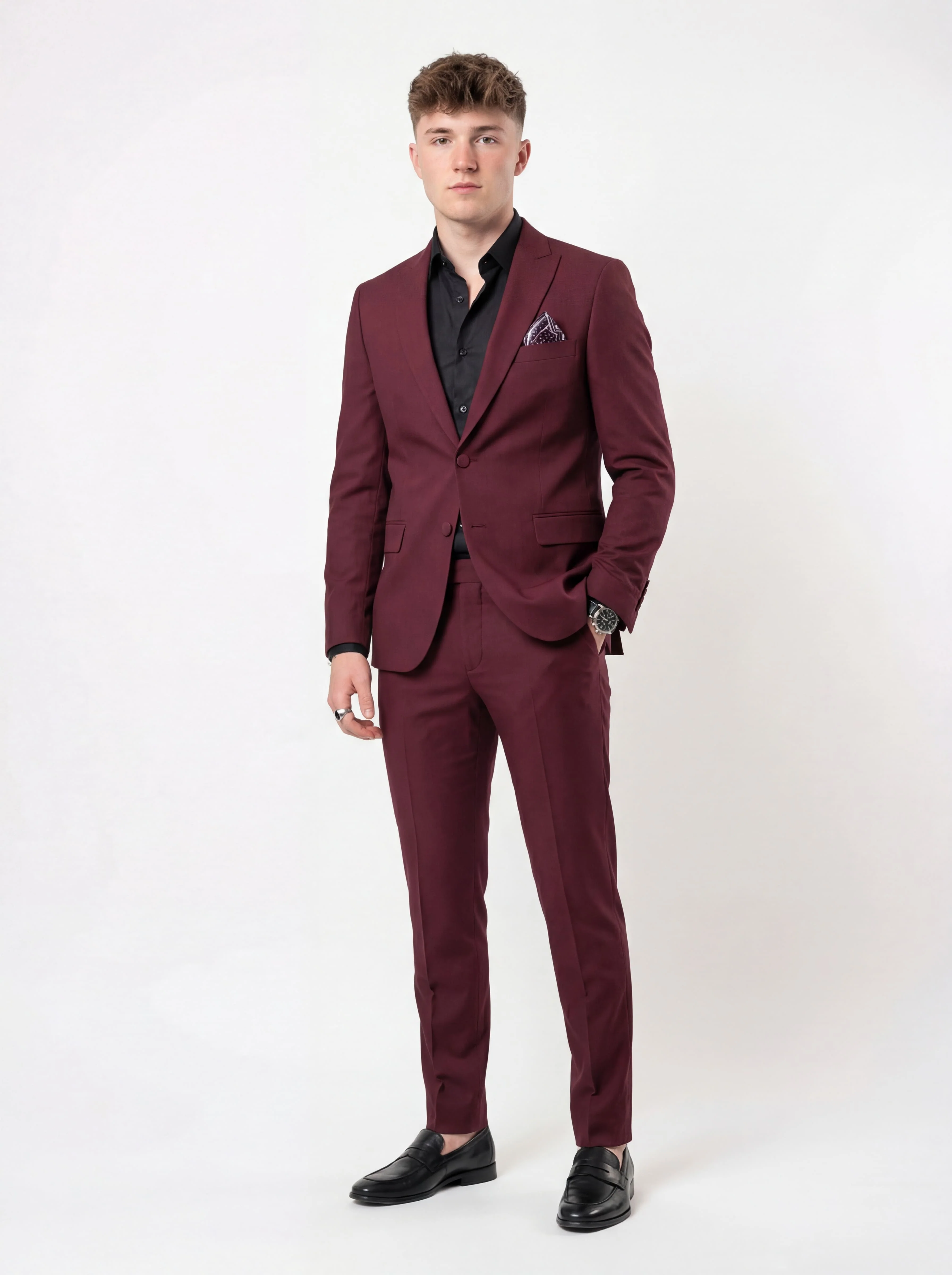 Burgundy Slim Fit 3-Piece Prom Tuxedo — Match the Dress Edition - Image 7