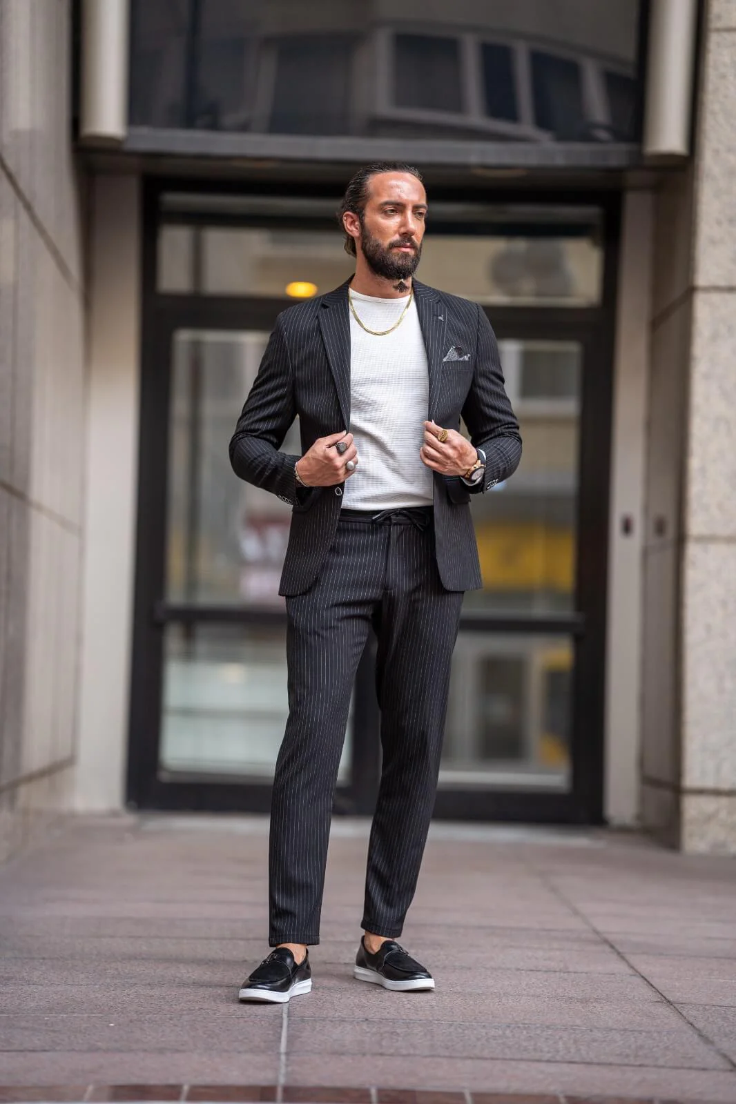 Burj Black Plaid Office Casual Suit - Image 6