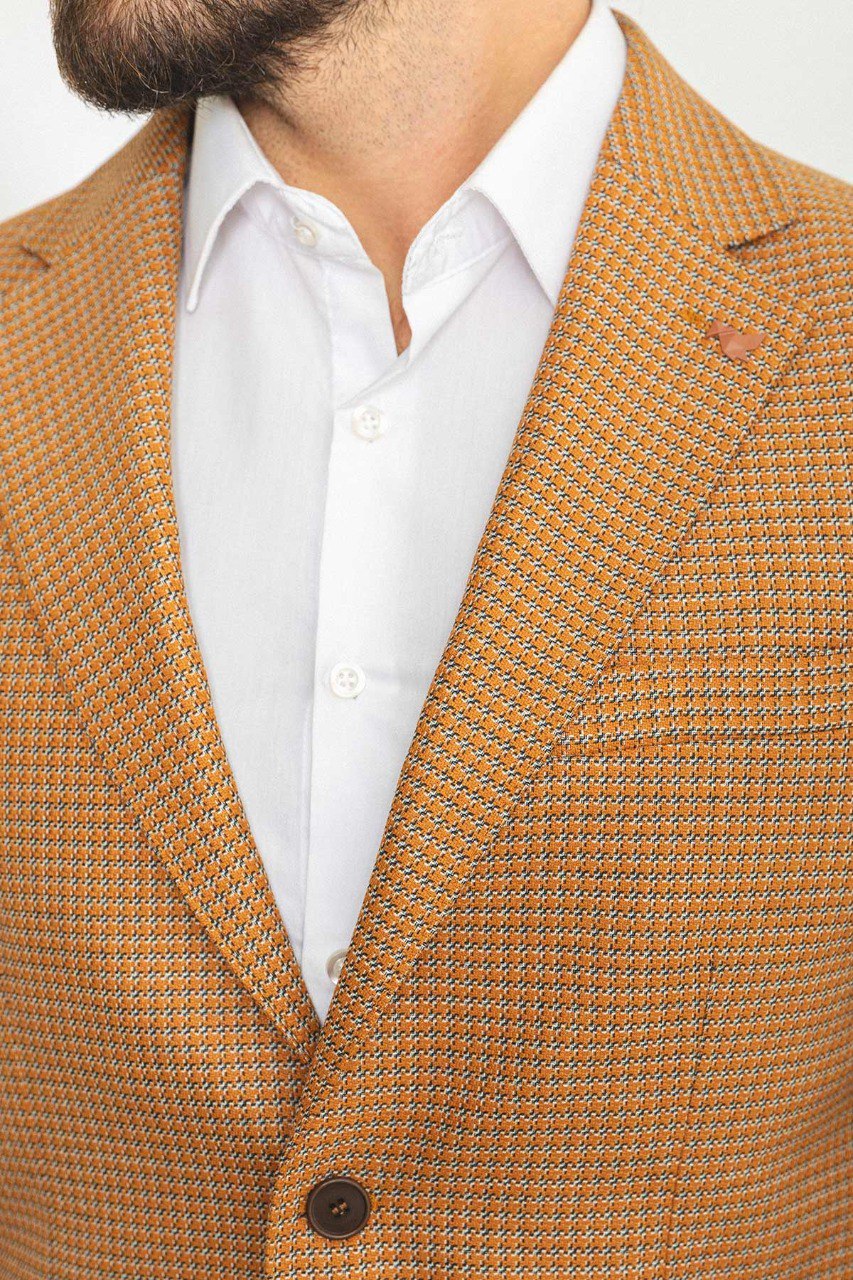 HolloMen Camel Checkered Blazer - Image 3