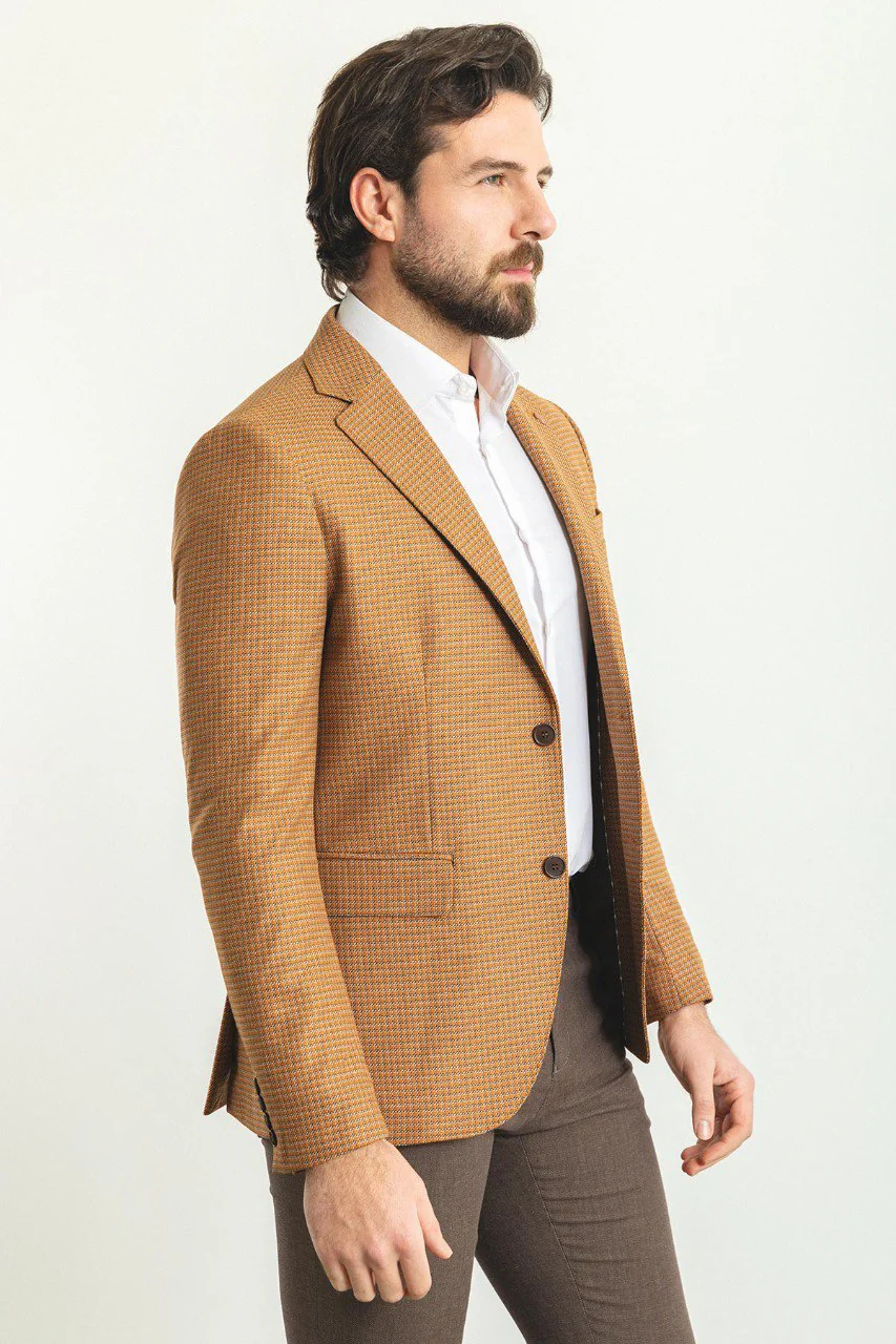 HolloMen Camel Checkered Blazer - Image 4