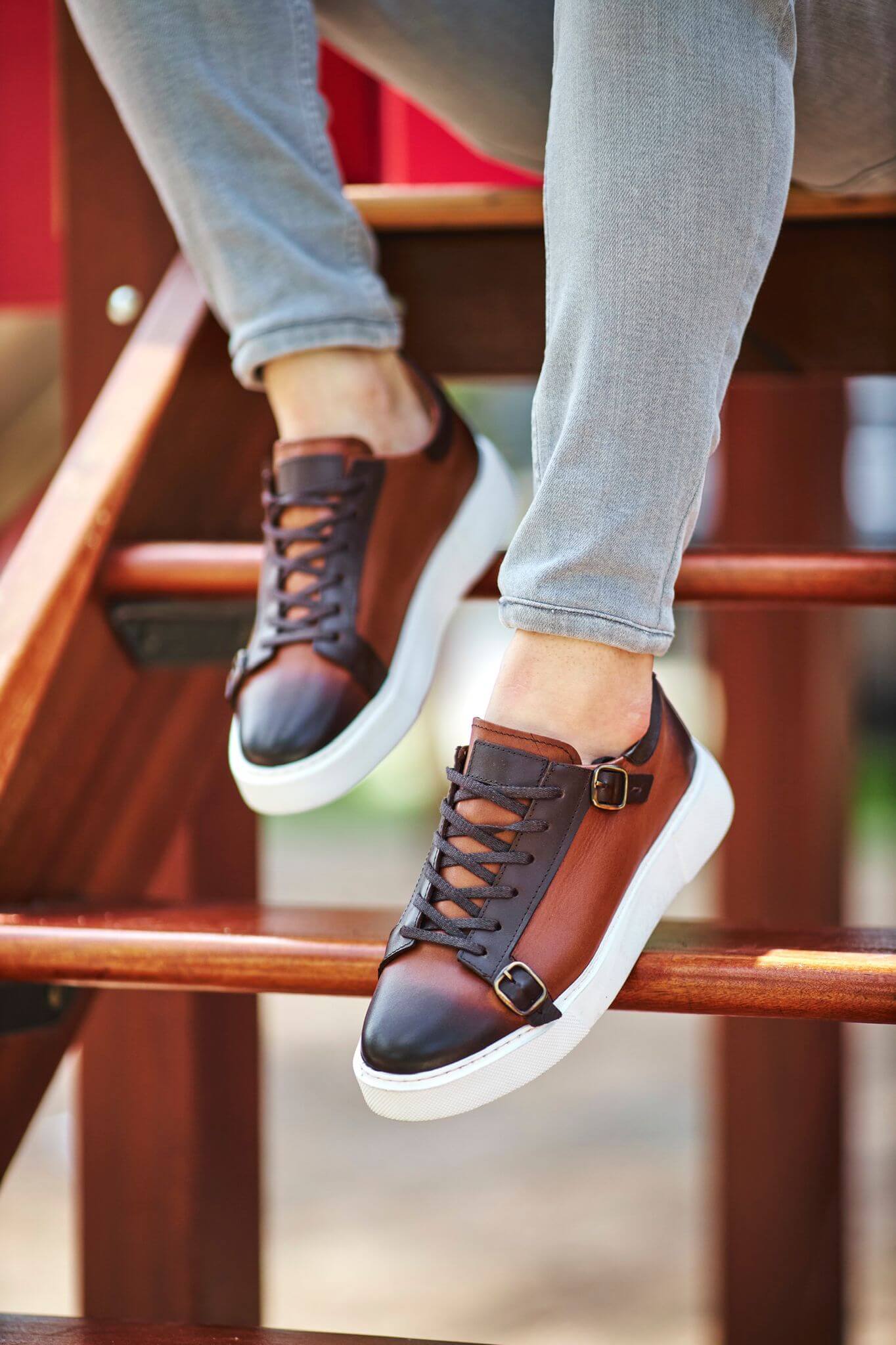 Cortina Camel-Brown Leather Sneakers. - Image 2