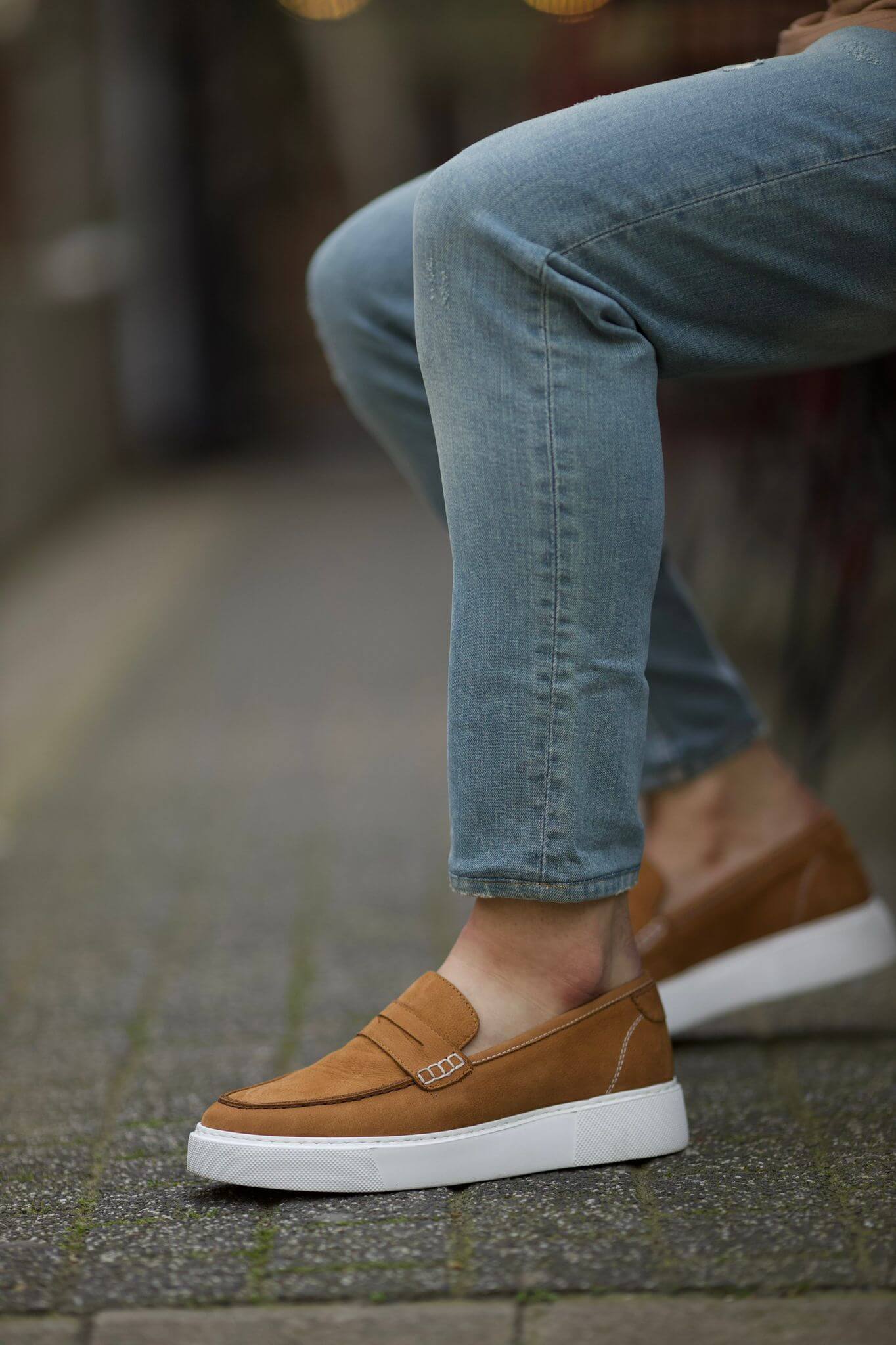 Valencia Camel Nubuck Loafers. - Image 4