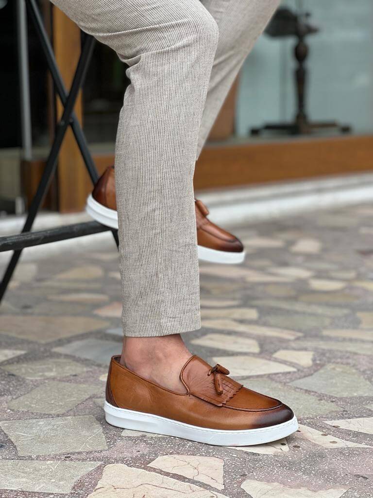 Marrakech Edition Men's Camel Tassel Loafers. - Image 4