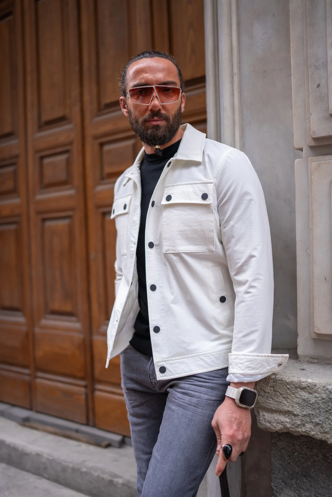 Men's Casual White Shirt Jacket - Image 3