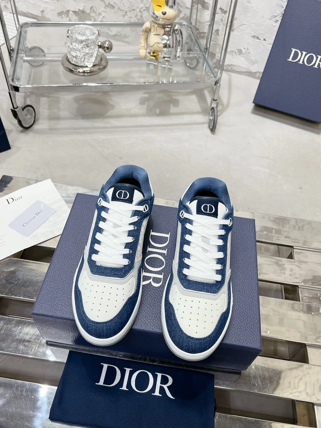 Christian Dior B27 Low-top Denim Blue White Leather - Image 9