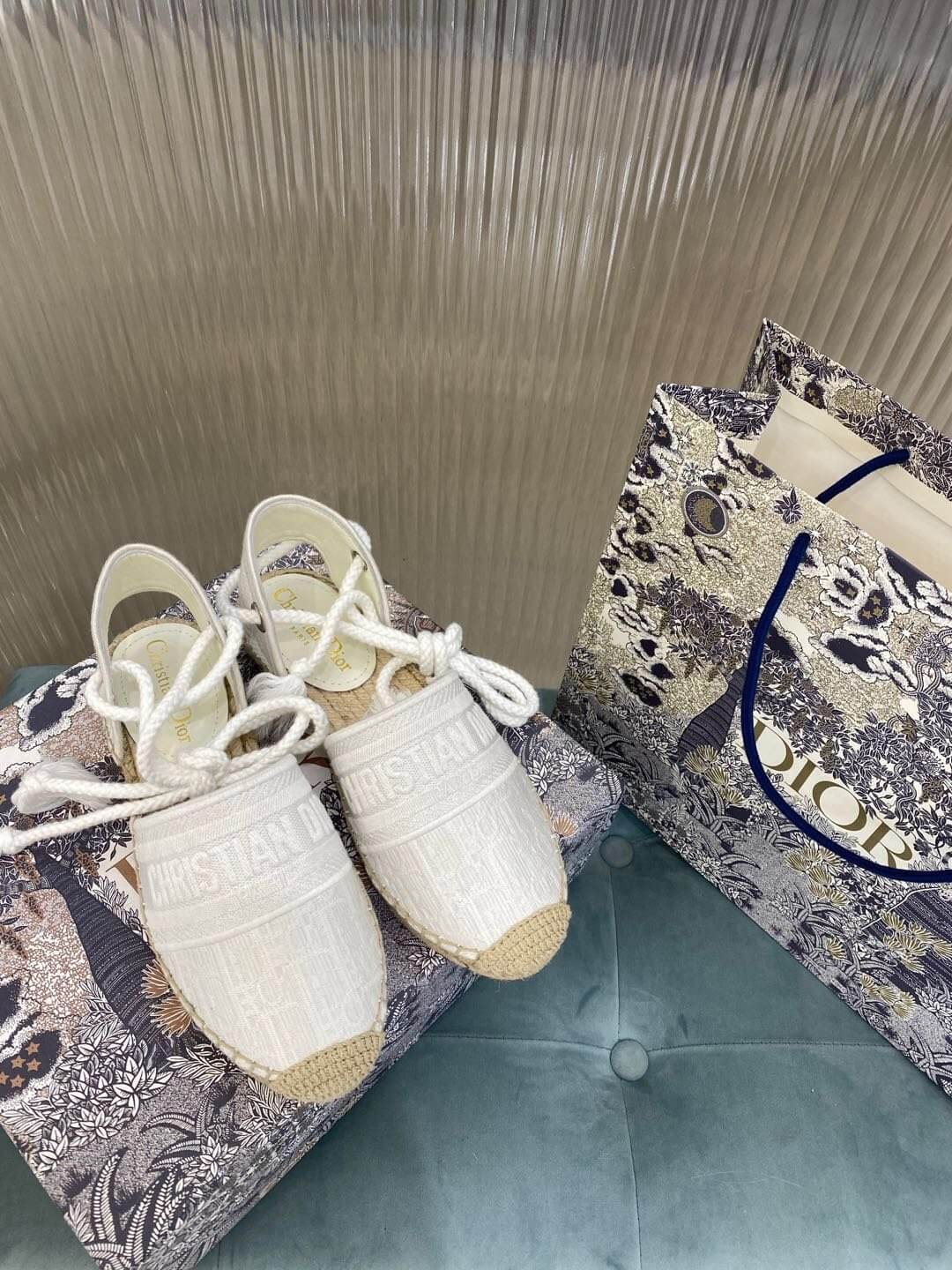 Christian Dior Granville Espadrille Sandal White with Beige Sole - Image 4