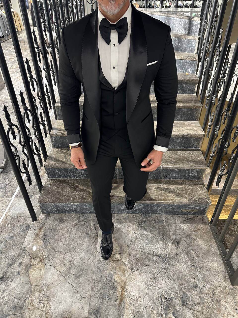 Classic Black Satin Tuxedo Suit for Men - Image 11