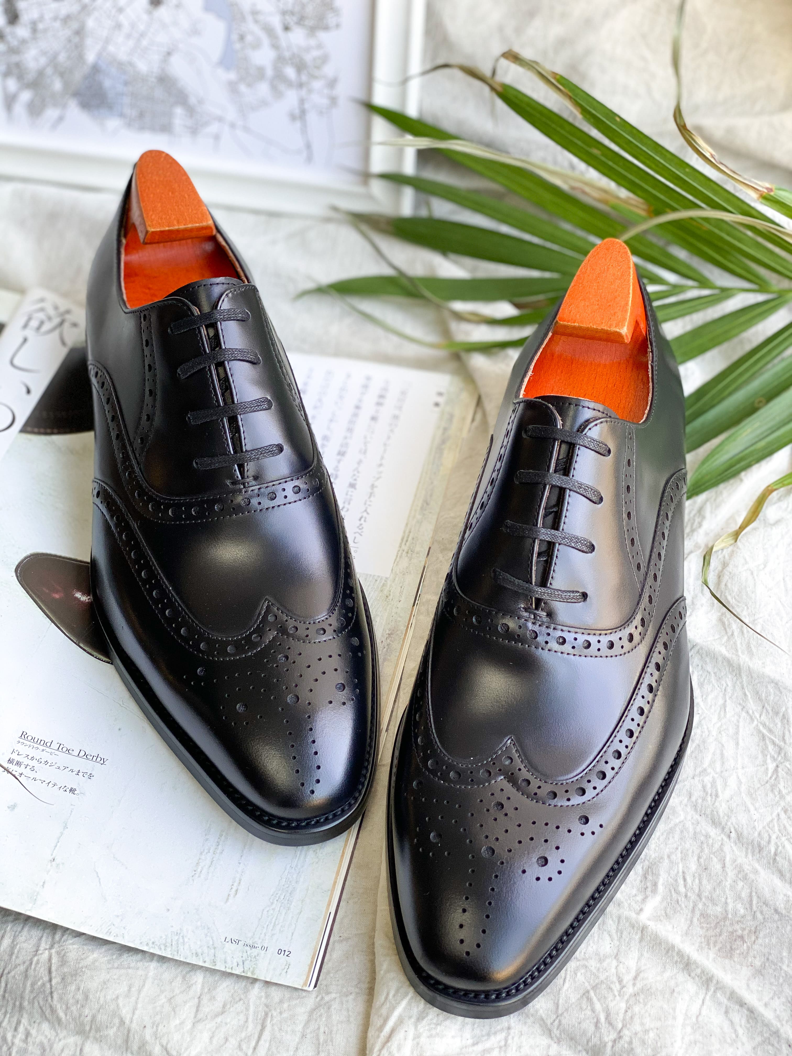 Classic Black Wingtip Oxford Shoes - Image 2