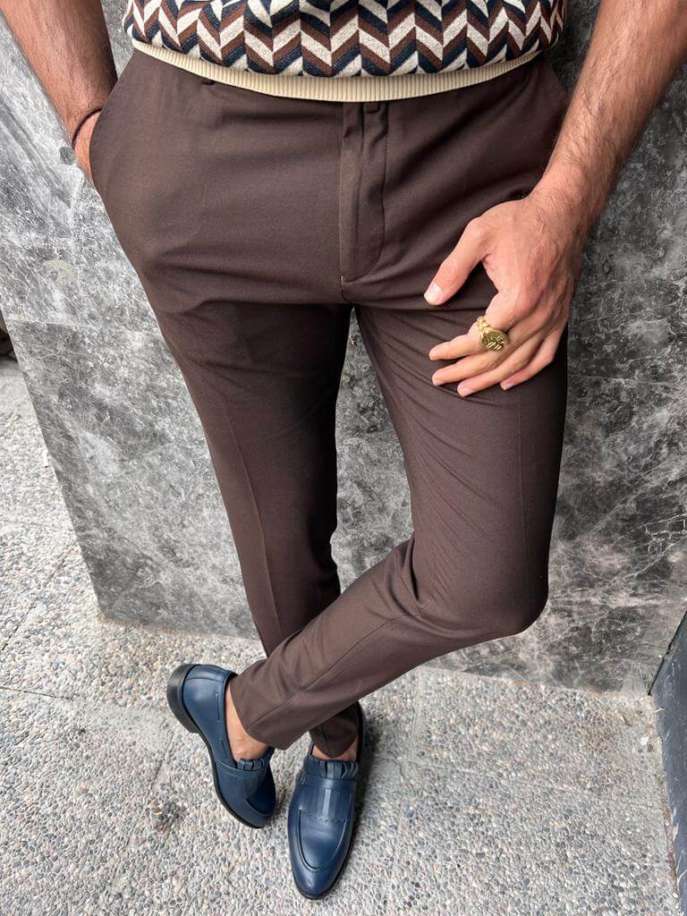 HolloMen Classic Brown Men's Trousers. - Image 4