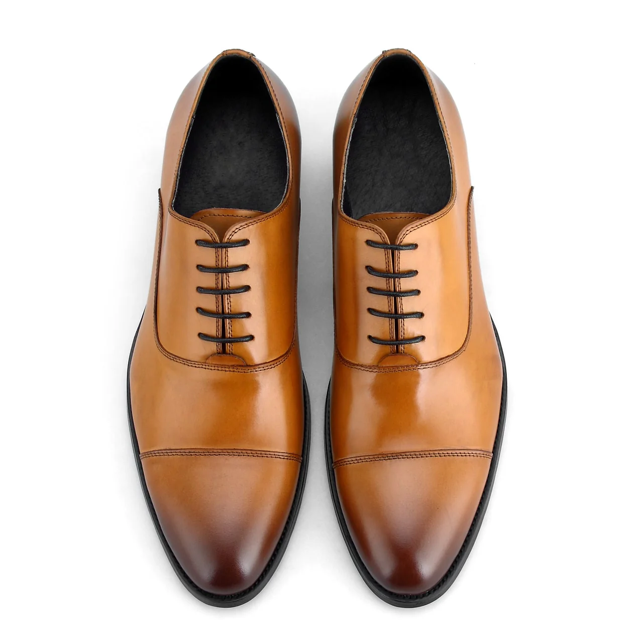 Cognac Brown Cap Toe Oxford Shoes - Image 7