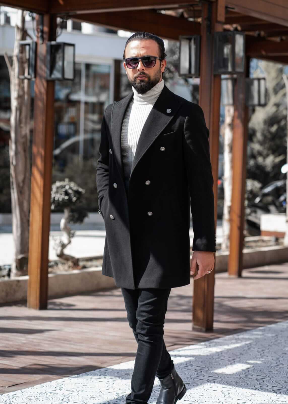 Colden Black Wool Coat - Image 3