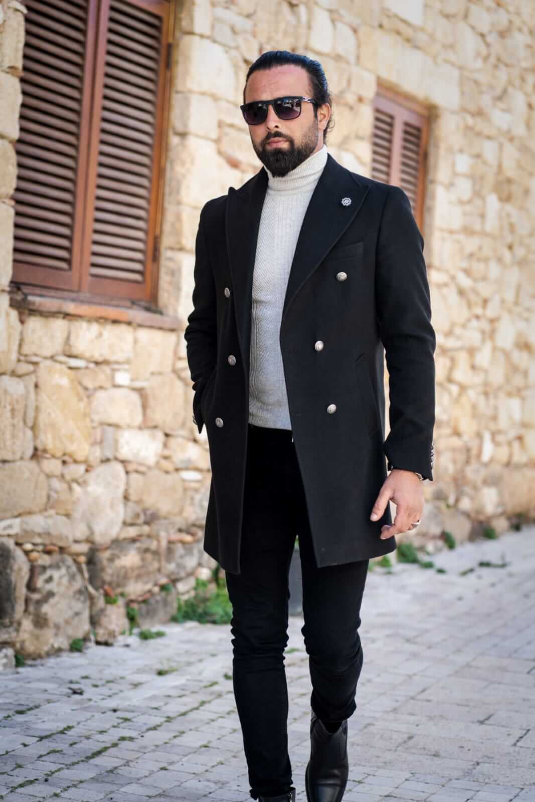 Colden Black Wool Coat - Image 4