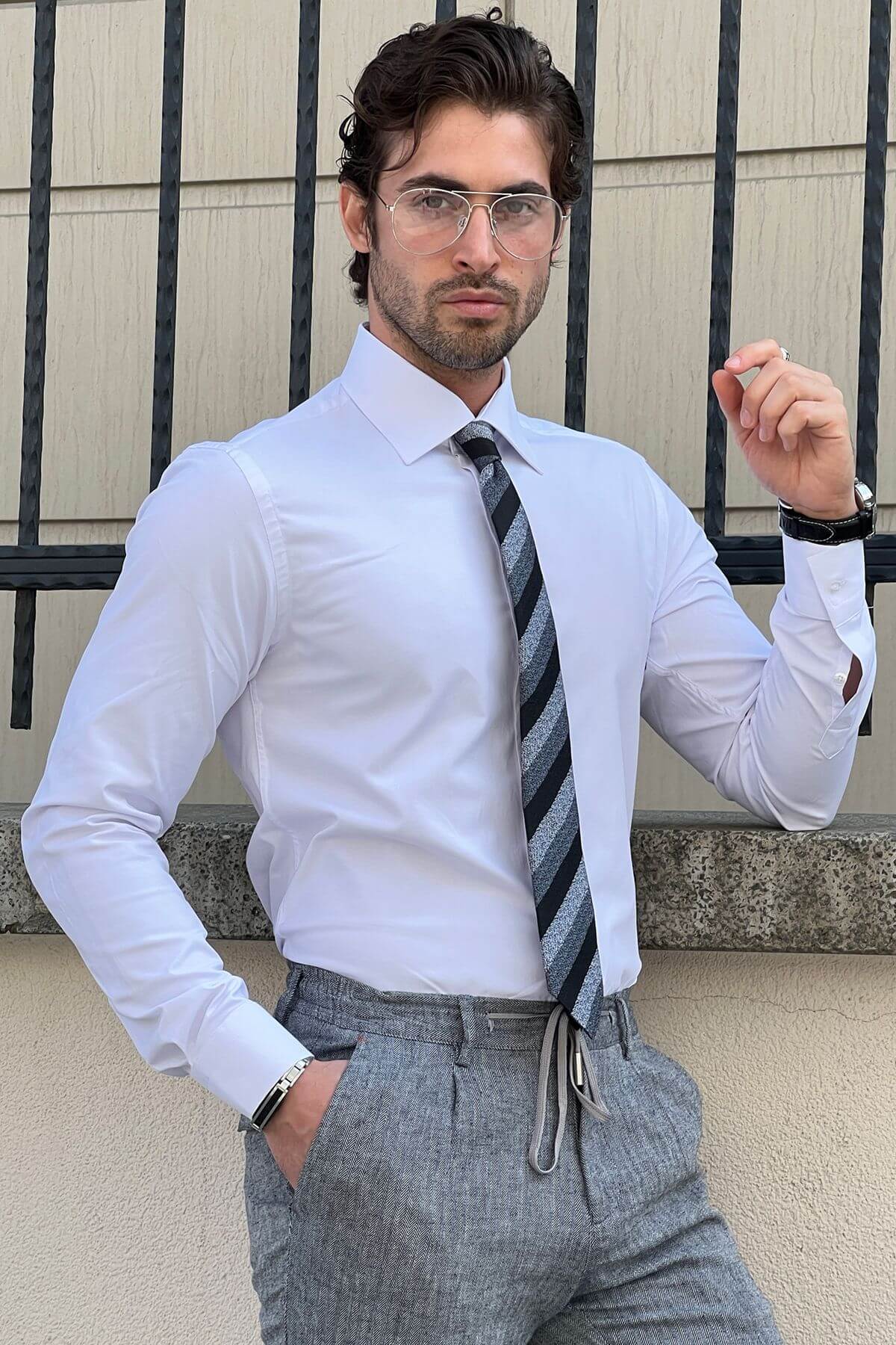 White Cotton Shirt - Image 8