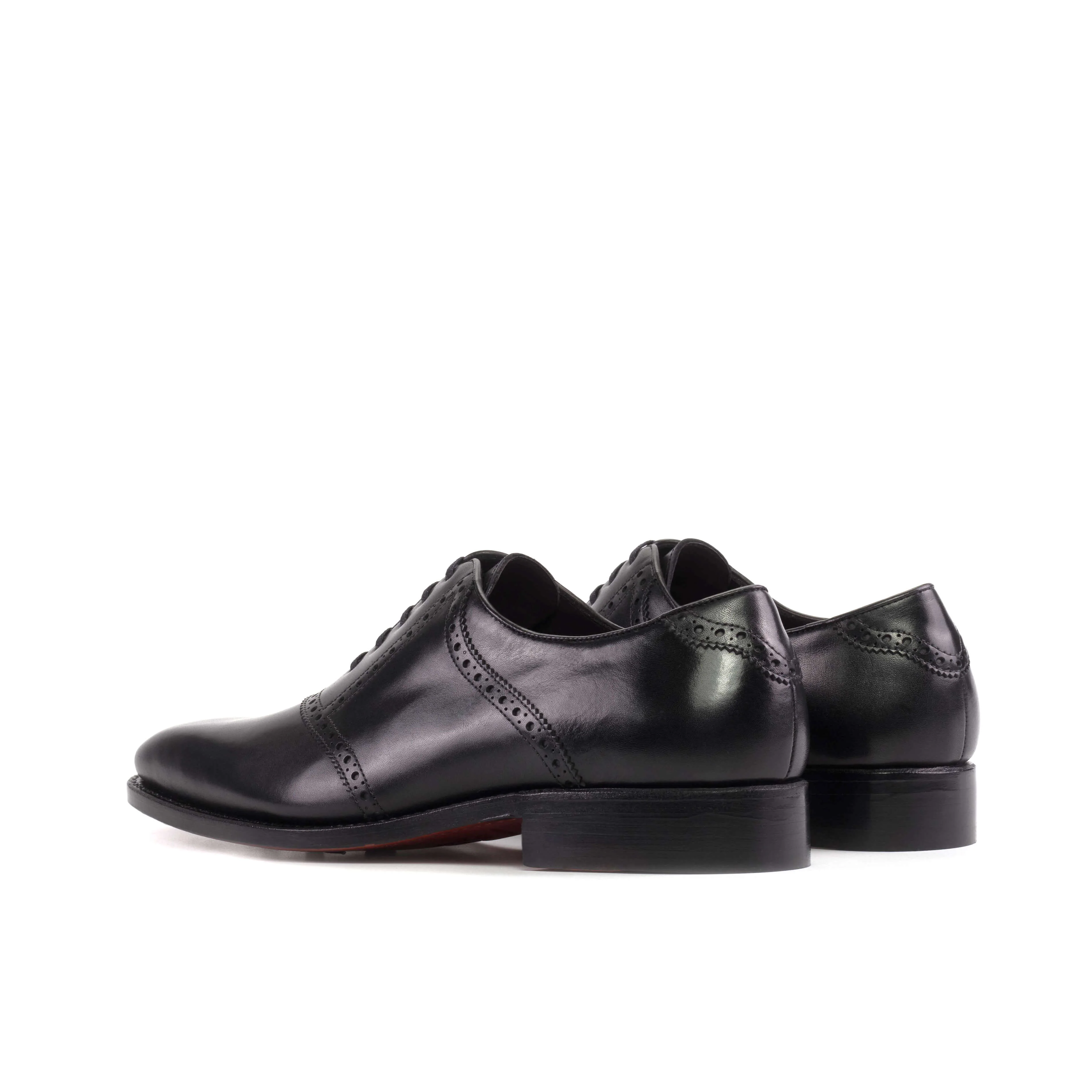 Custom Black Saddle Shoes – Handmade Box Calf Leather, Goodyear Welt Sole. - Image 5
