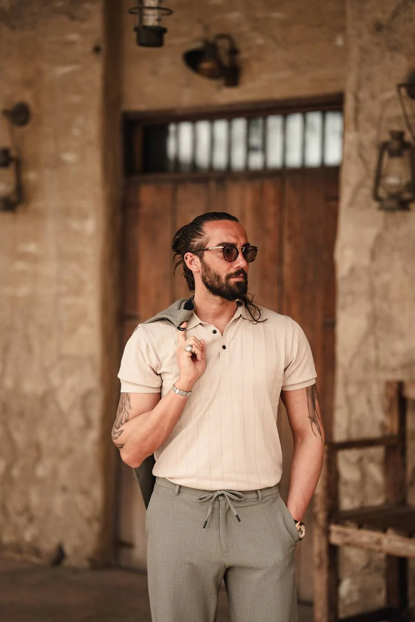 Desert Dune Beige Polo Knitwear - Image 3