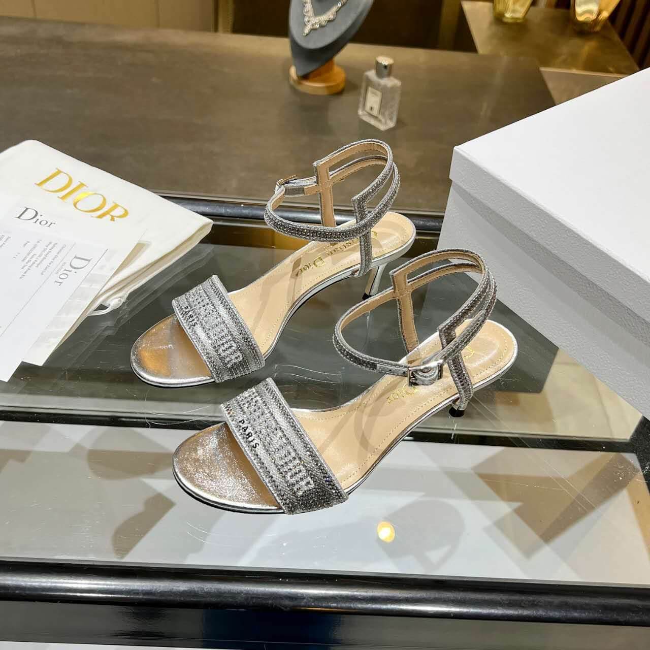 Dior Dway Heeled Sandal Silver - Image 7