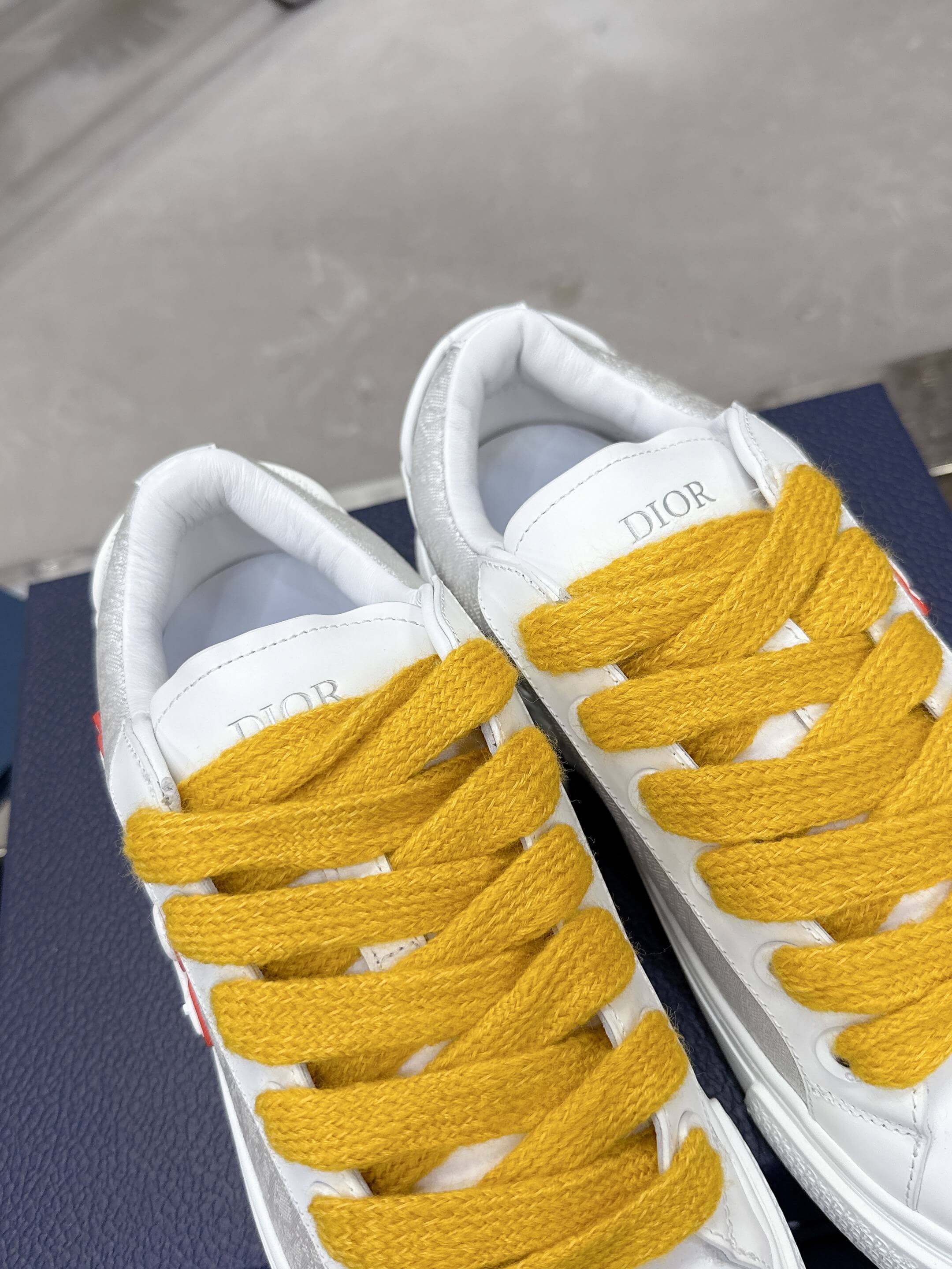 Dior x Kaws - B33 Calfskin & Dior Oblique Canvas White / Grey Low Top Sneakers - Image 9
