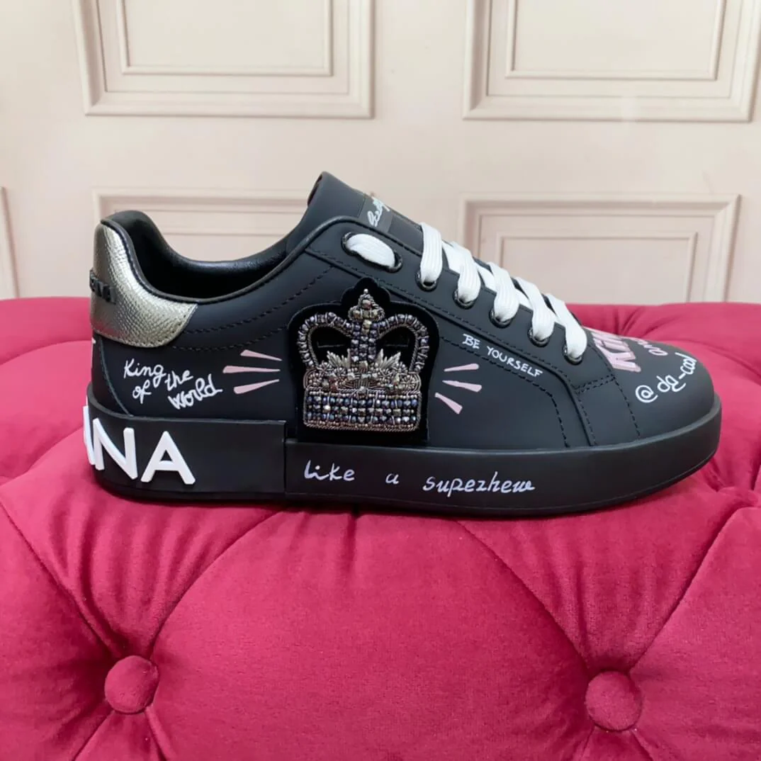 D & G Portofino Black-silver Sneakers