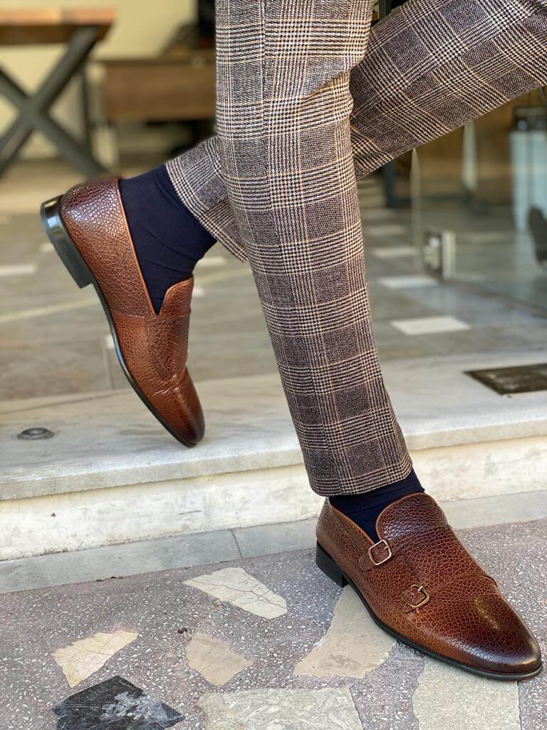 Valencia Double Buckle Brown Monk Strap Shoes - Image 4