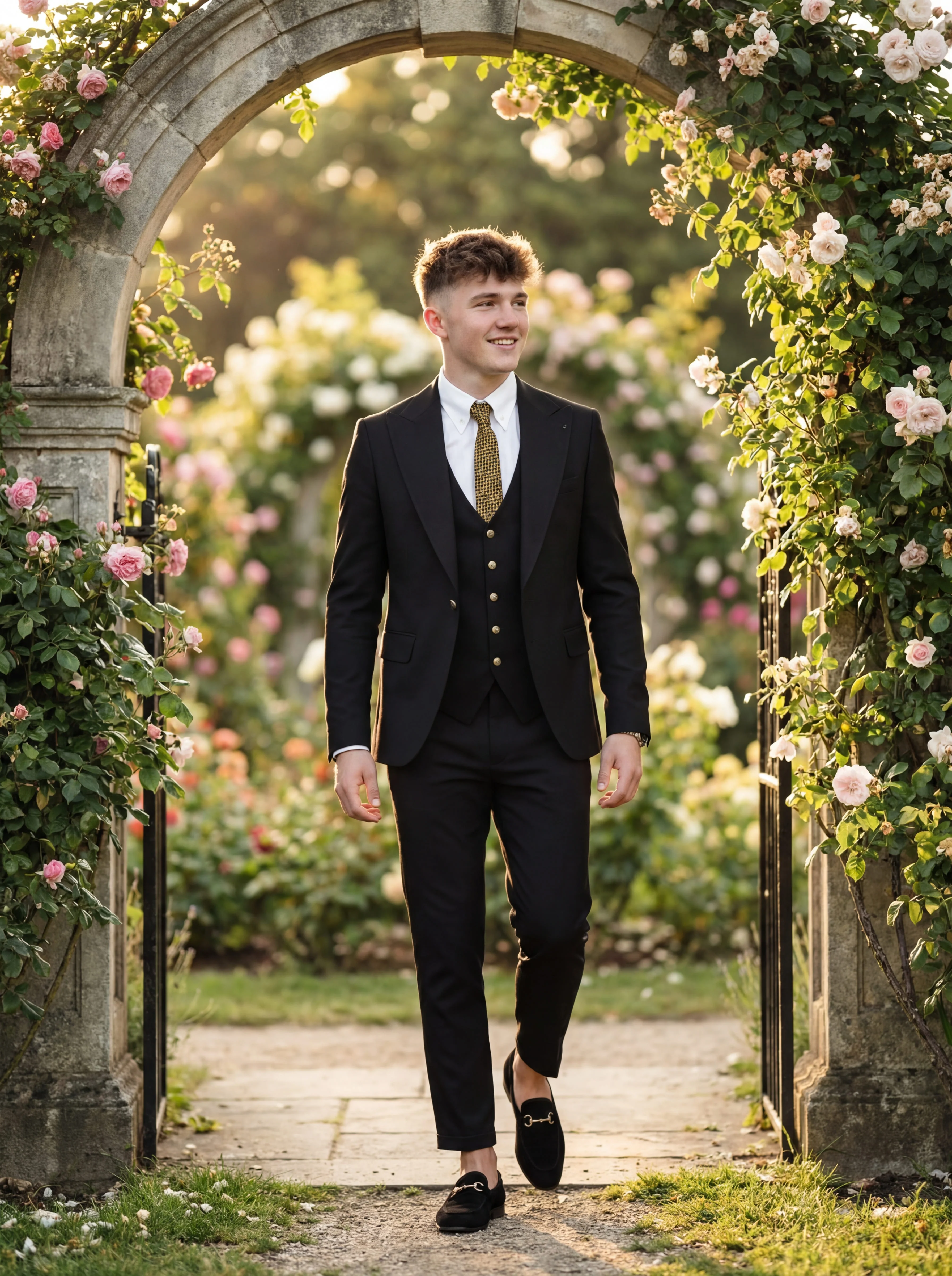 Elegant Black Slim Fit 3-Piece Prom Suit. - Image 3