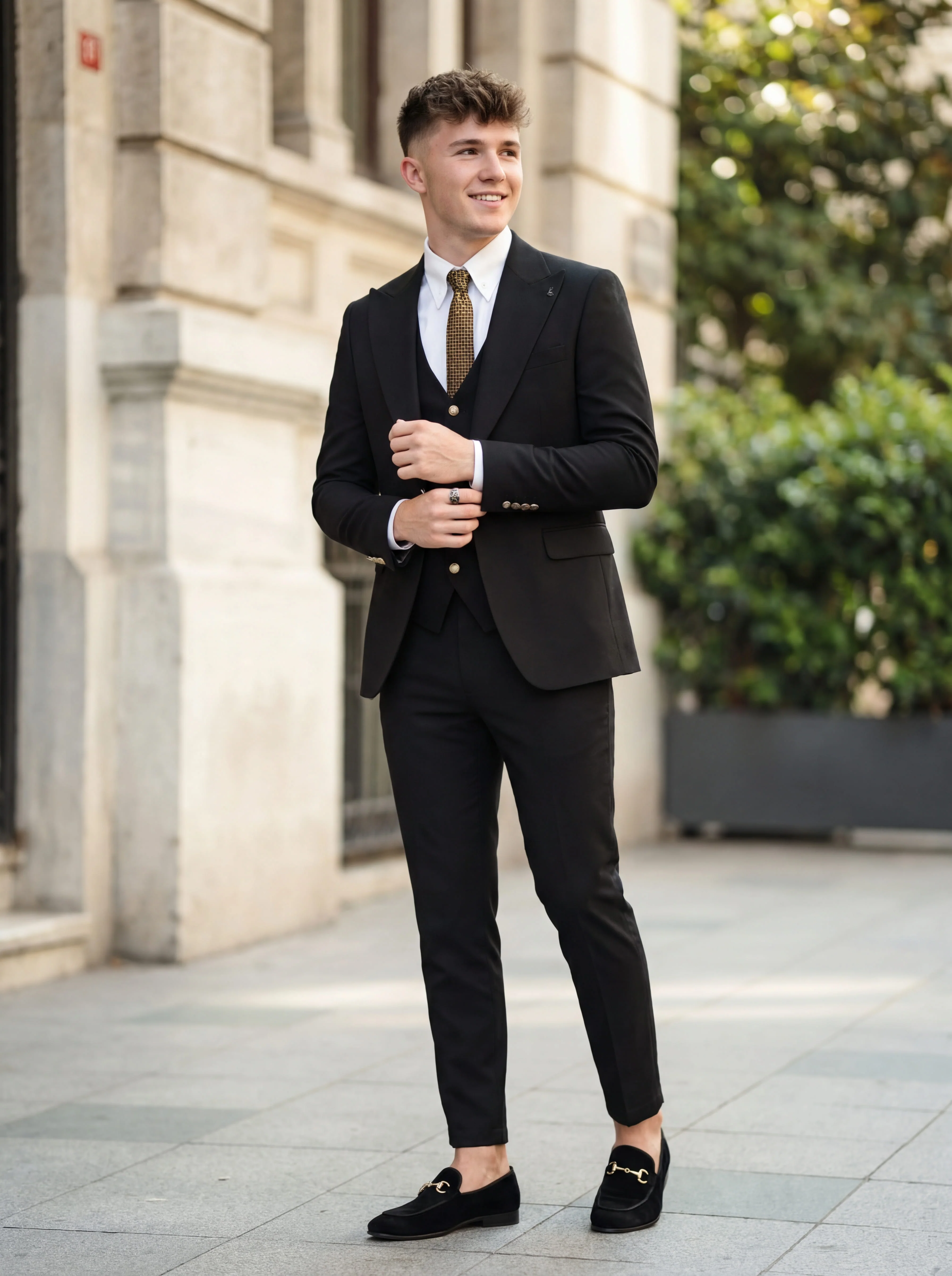 Elegant Black Slim Fit 3-Piece Prom Suit. - Image 6