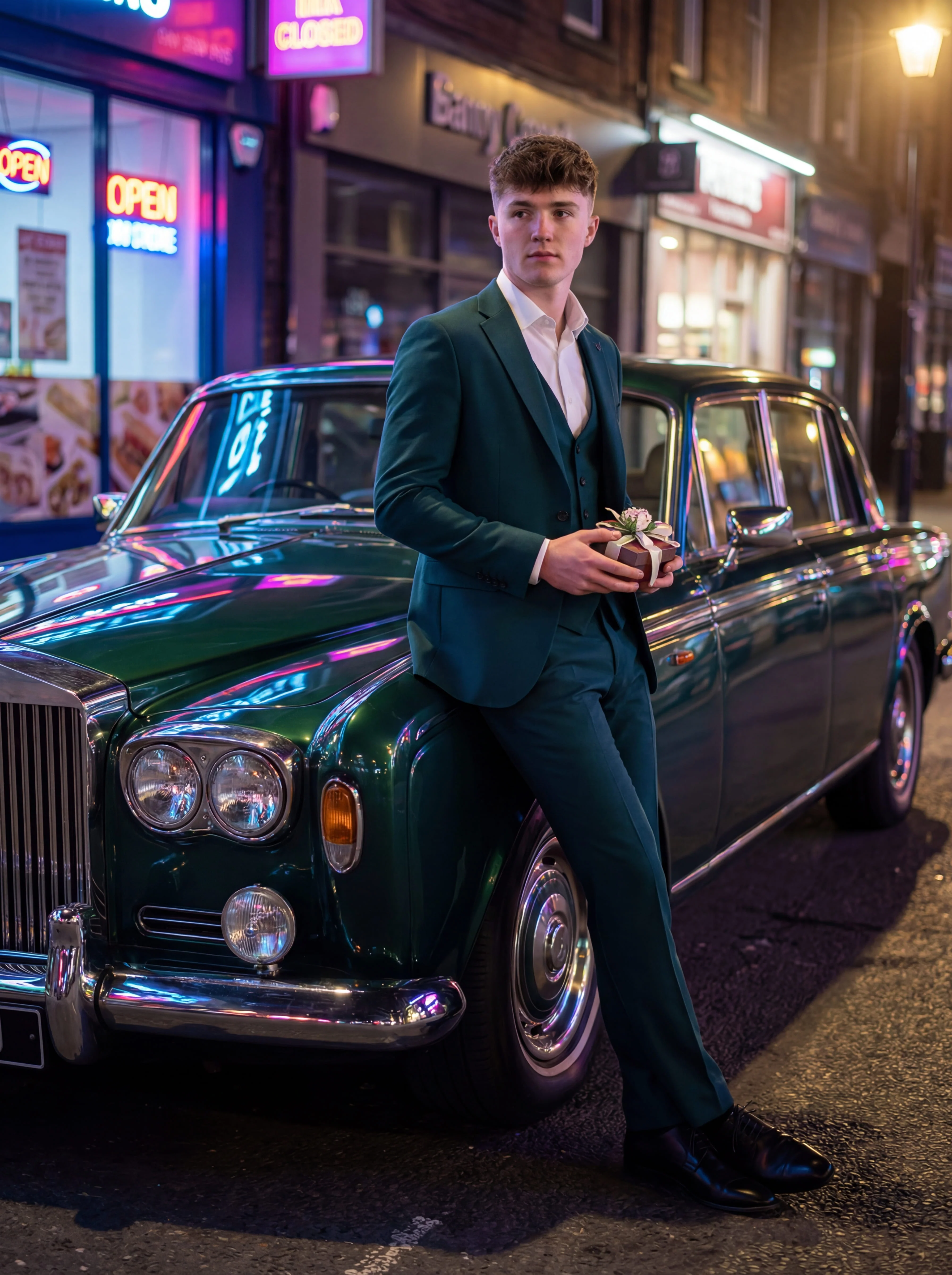 Emerald Green Slim Fit Three-Piece Prom Suit. - Image 6