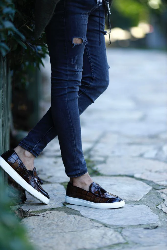 Florence Brown Tassel Leather Loafers - Image 4